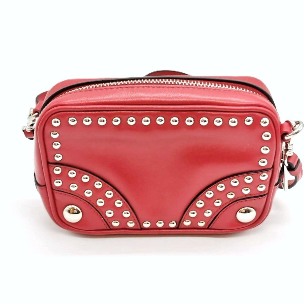 Prada Red Color Leather Pochette Shoulder Bag (Pre-Owned)