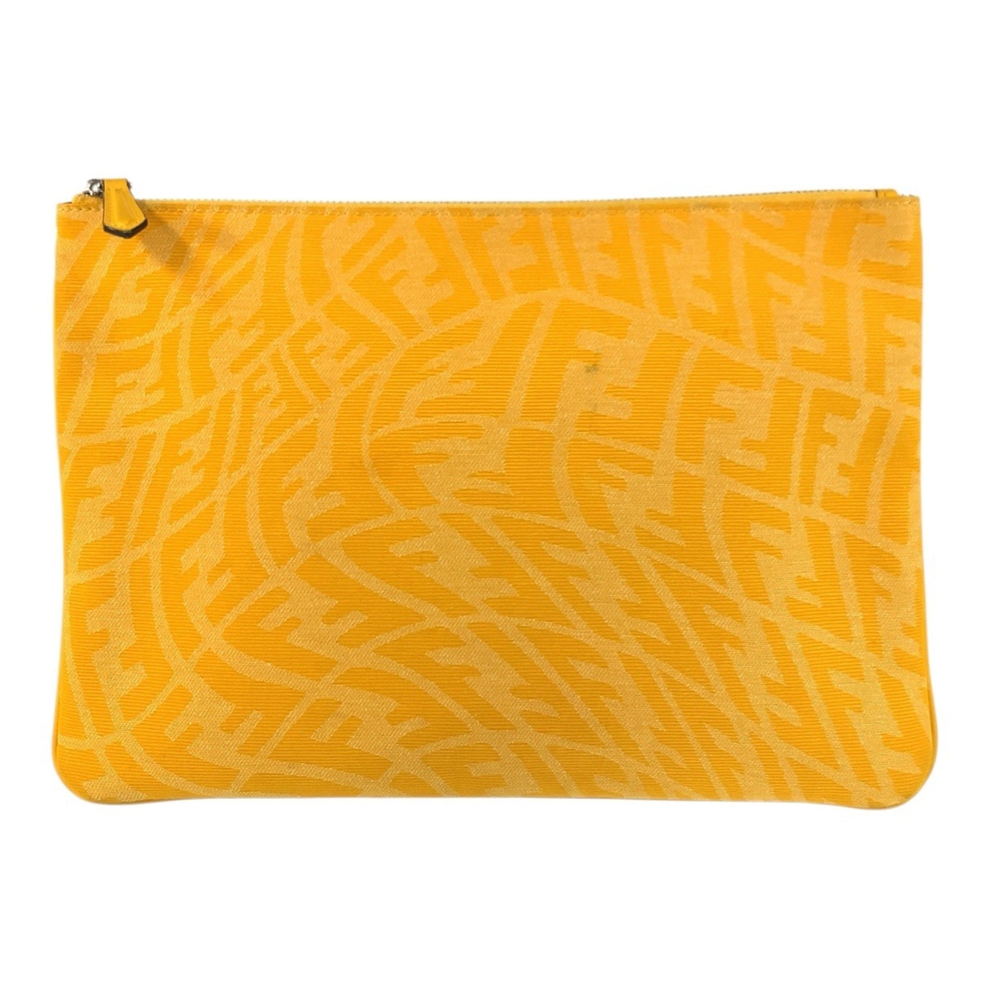 Fendi Yellow Canvas Clutch Bag (Pre-Owned)