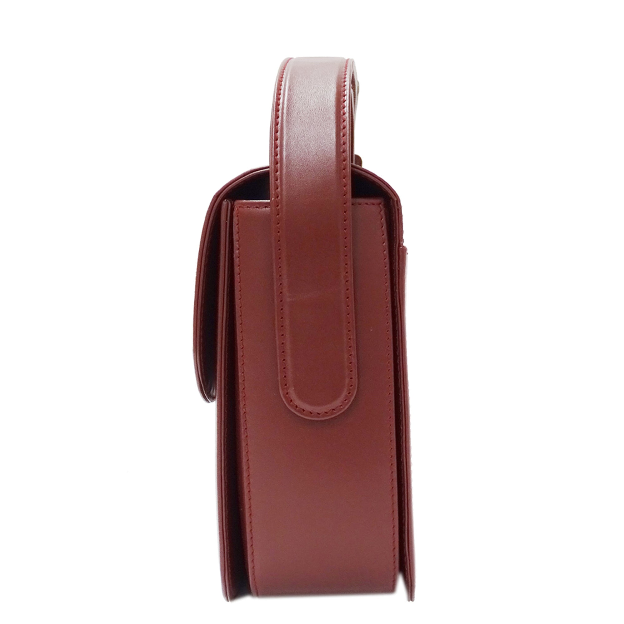 Cartier Must Bordeaux Leather Handbag Shoulder Bag (Pre-Owned)