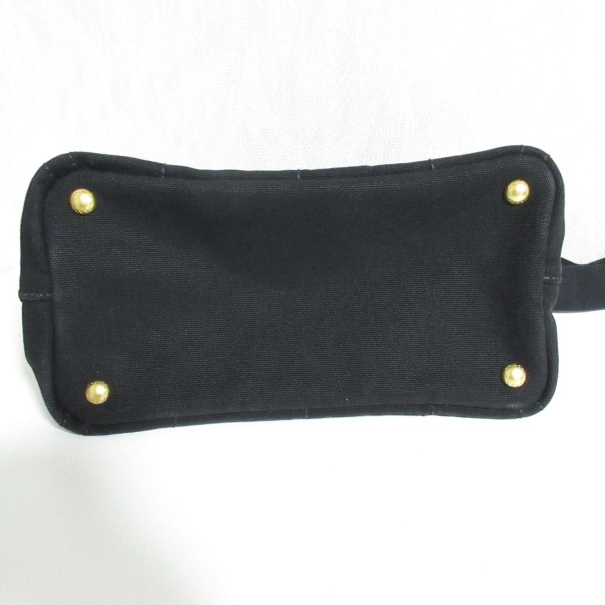 Prada Canapa Black Canvas Shoulder Bag Tote Bag (Pre-Owned)