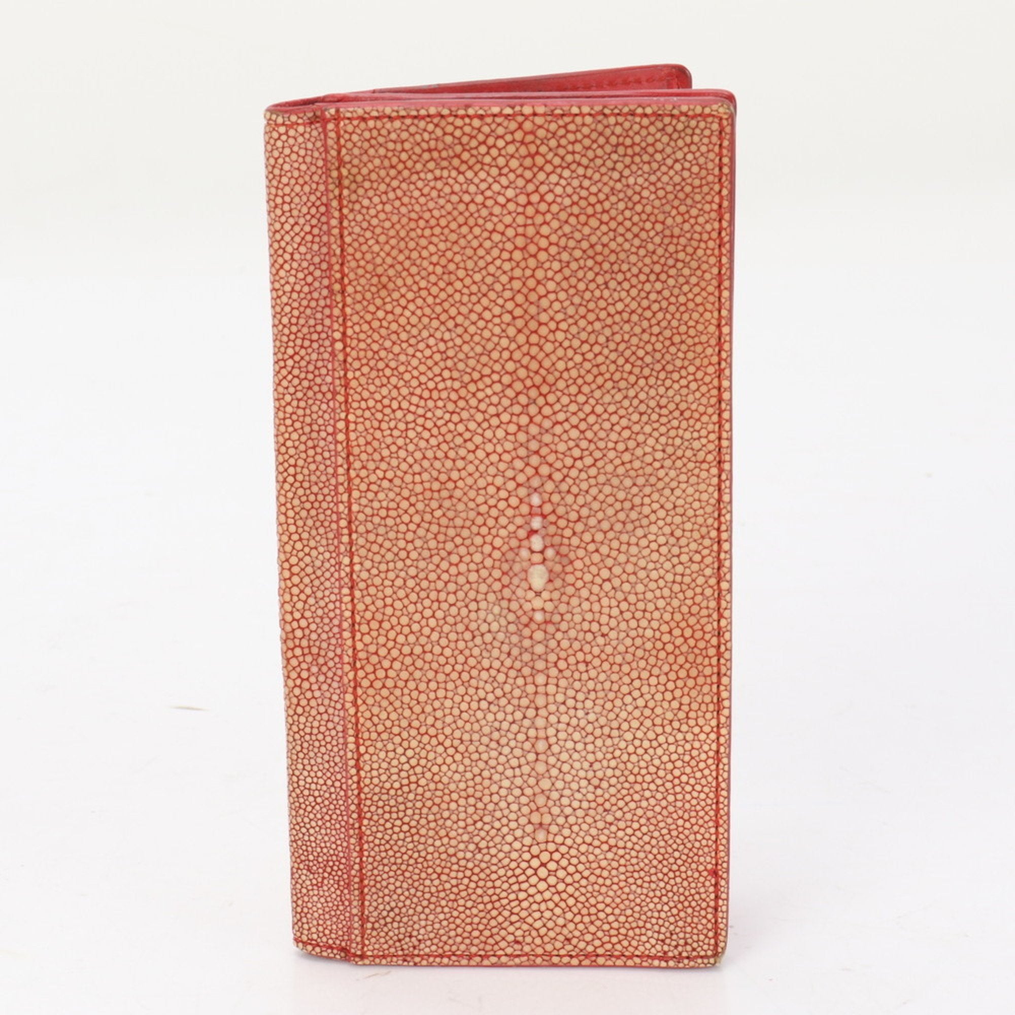 Bottega Veneta Orange Red Color Leather Long Bill Wallet (Bi-Fold) (Pre-Owned)