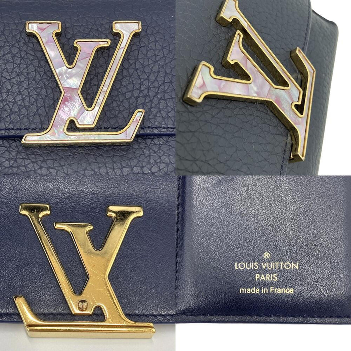 Louis Vuitton Navy Leather Wallet (Tri-Fold) (Pre-Owned)