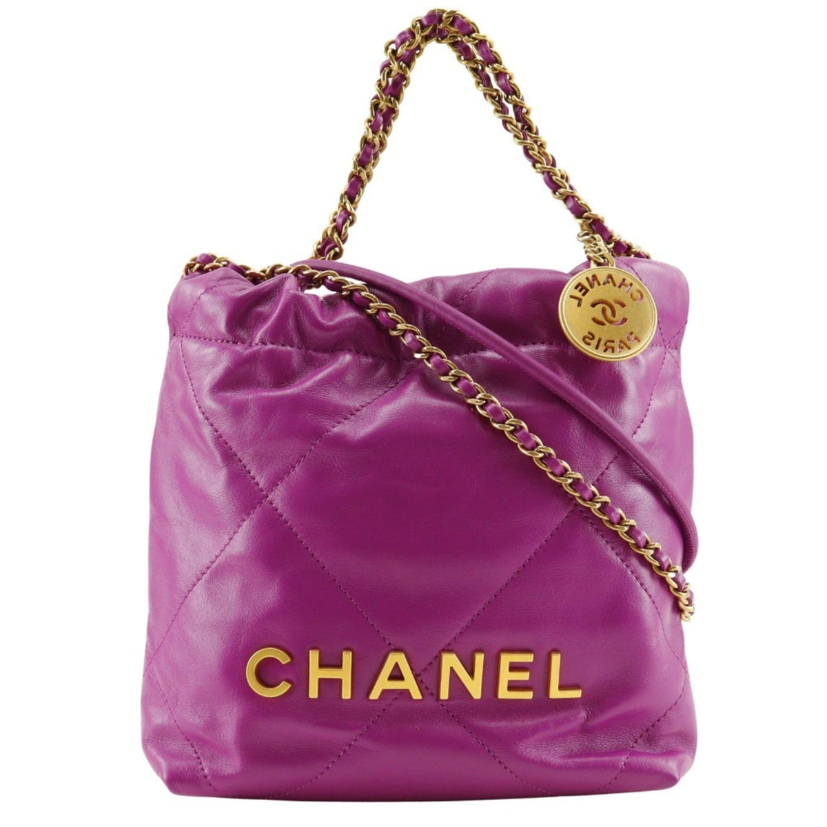Chanel Purple Leather Handbag Shoulder Bag (Pre-Owned)