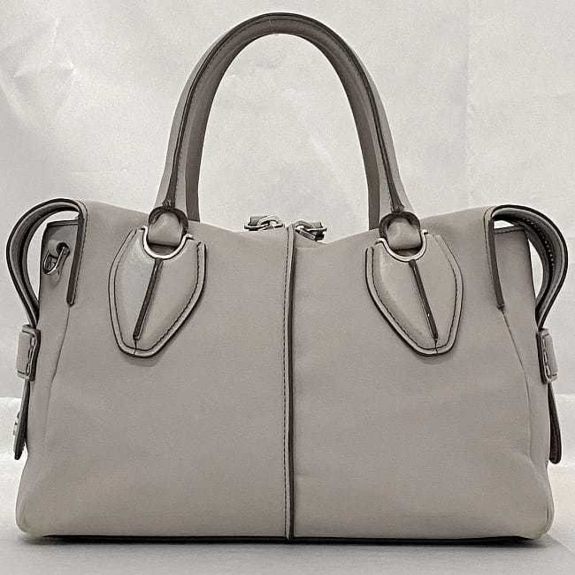 Tod's Gray Leather Handbag Shoulder Bag (Pre-Owned)