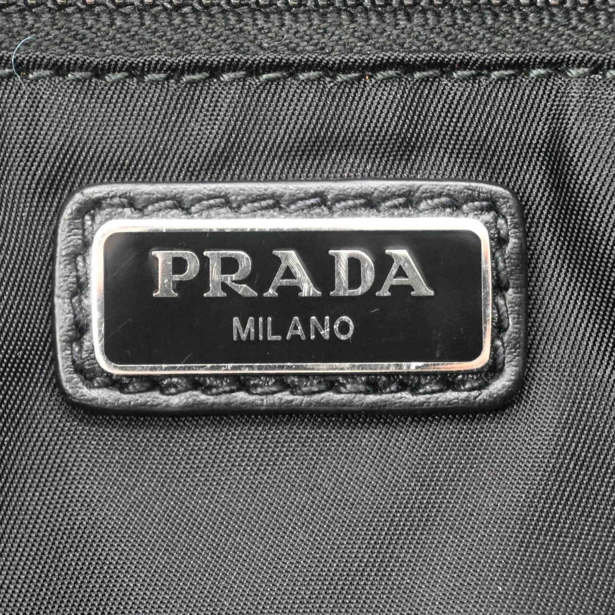 Prada Black Blue Leather Shoulder Bag (Pre-Owned)