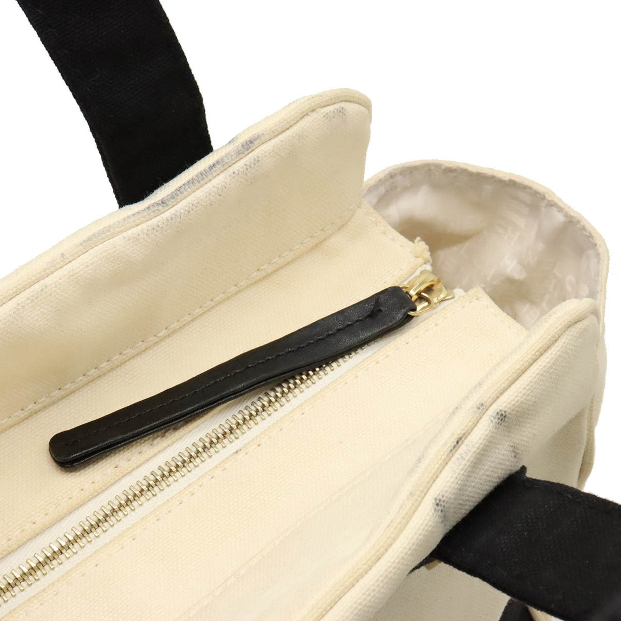 Chanel Black Ivory Canvas Handbag Tote Bag (Pre-Owned)