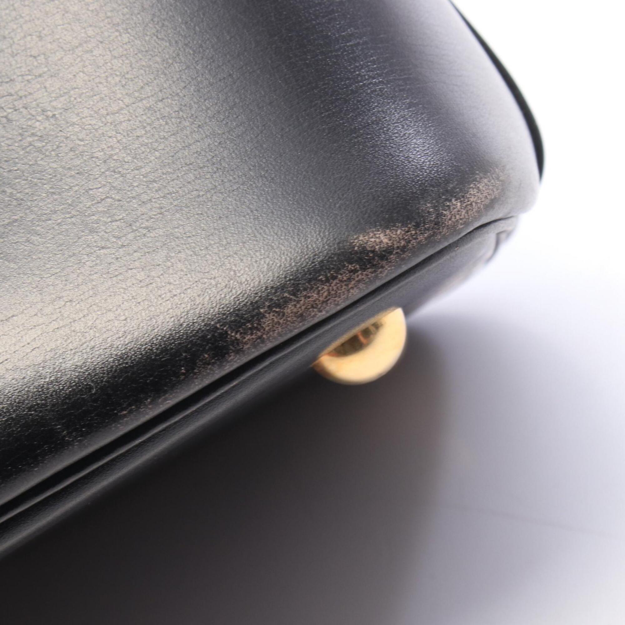 Hermes Black Box Calf Leather Leather Handbag (Pre-Owned)