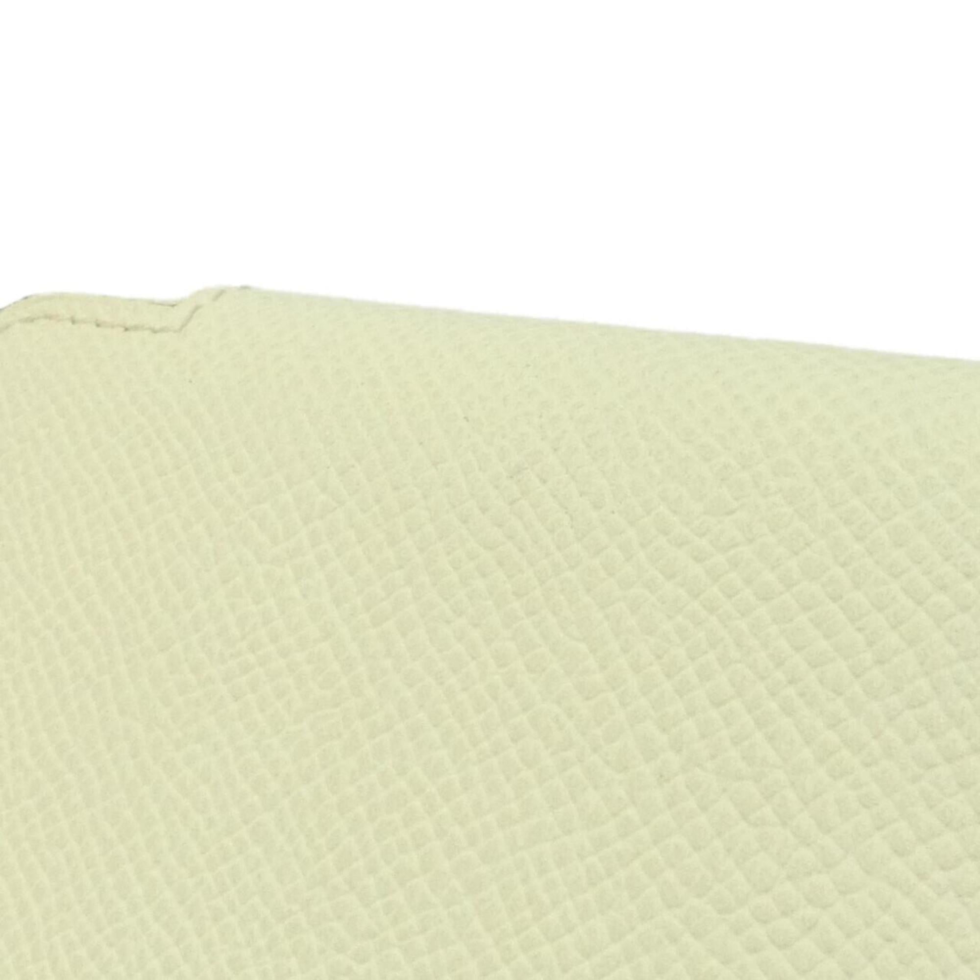 Hermes Beige Jaune Epsom Leather Silk Wallet (Bi-Fold) (Pre-Owned)