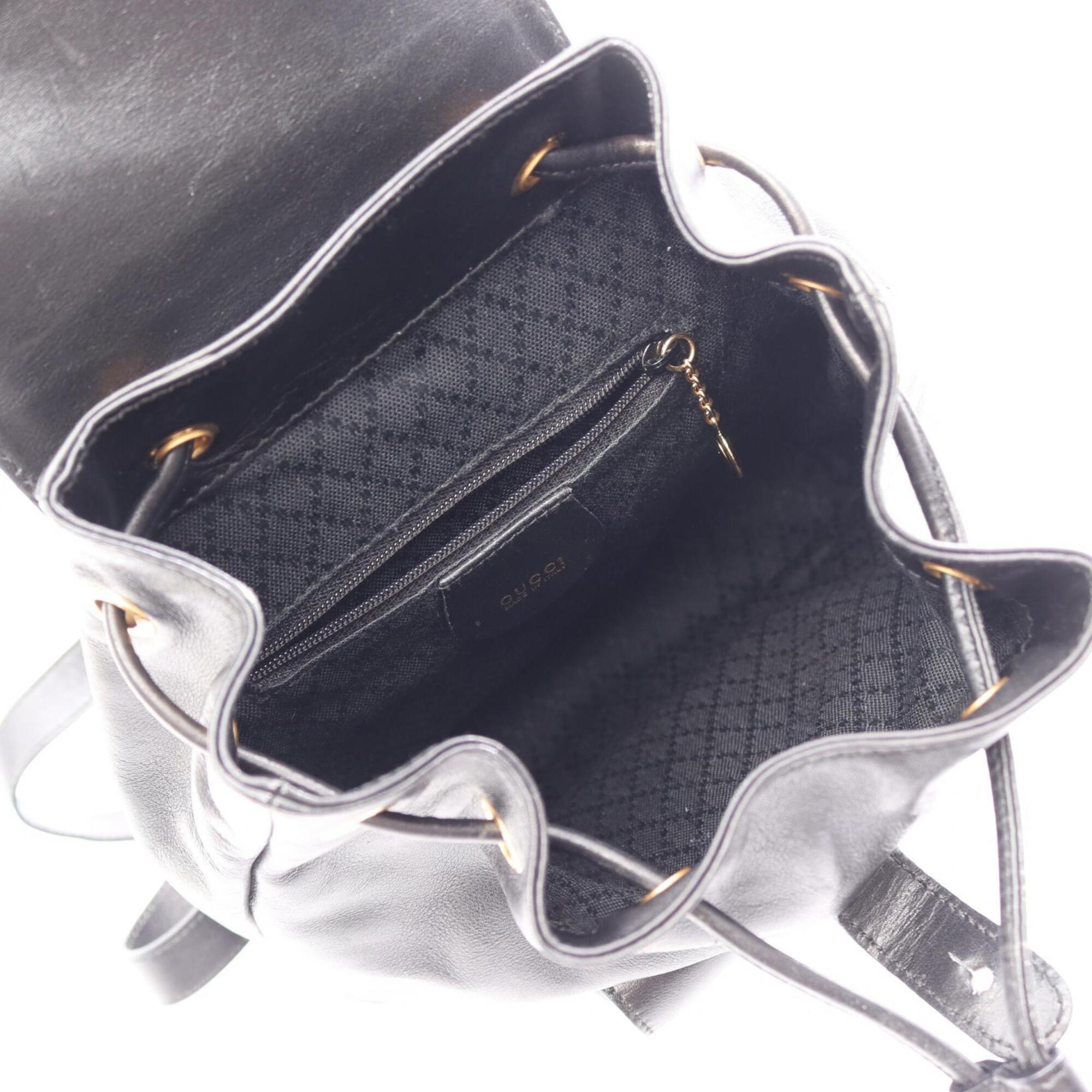 Gucci Black Leather Backpack Handbag (Pre-Owned)