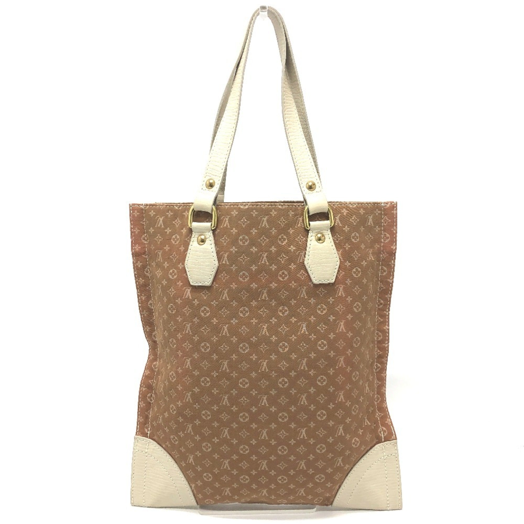 Louis Vuitton Beige Canvas Leather Shoulder Bag Tote Bag (Pre-Owned)