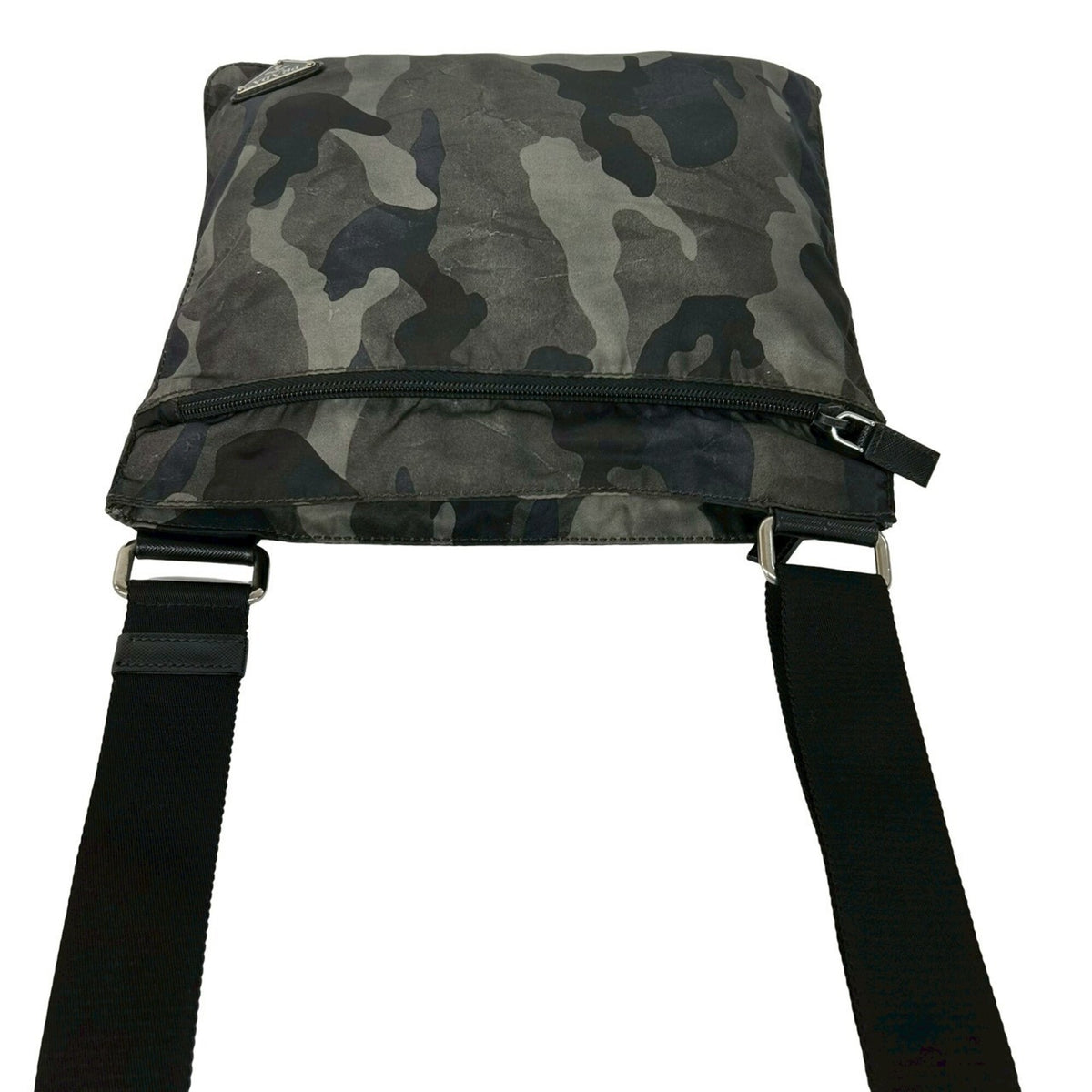 Prada Black Khaki Nylon Leather Shoulder Bag (Pre-Owned)
