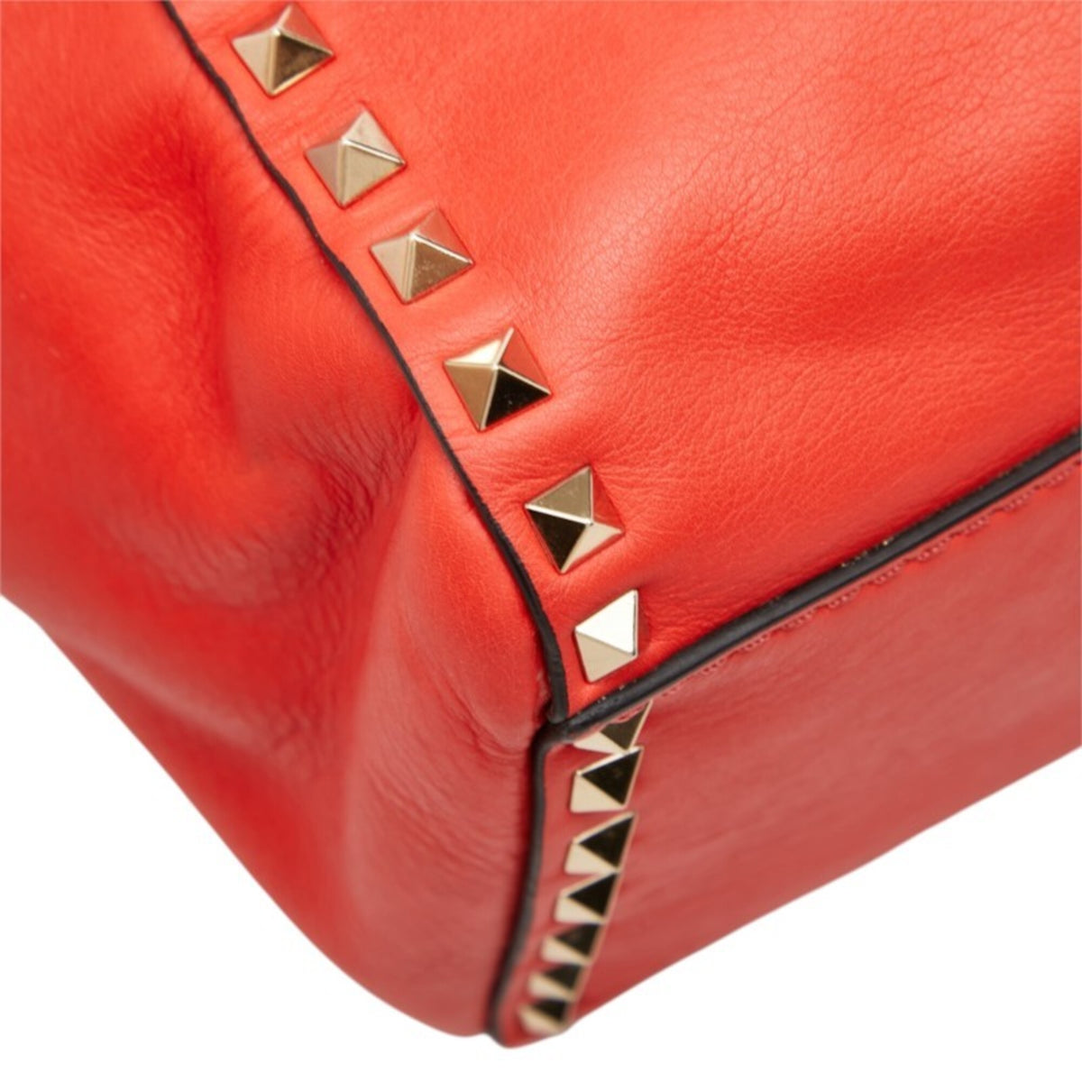 Valentino Red Color Leather Handbag Shoulder Bag (Pre-Owned)