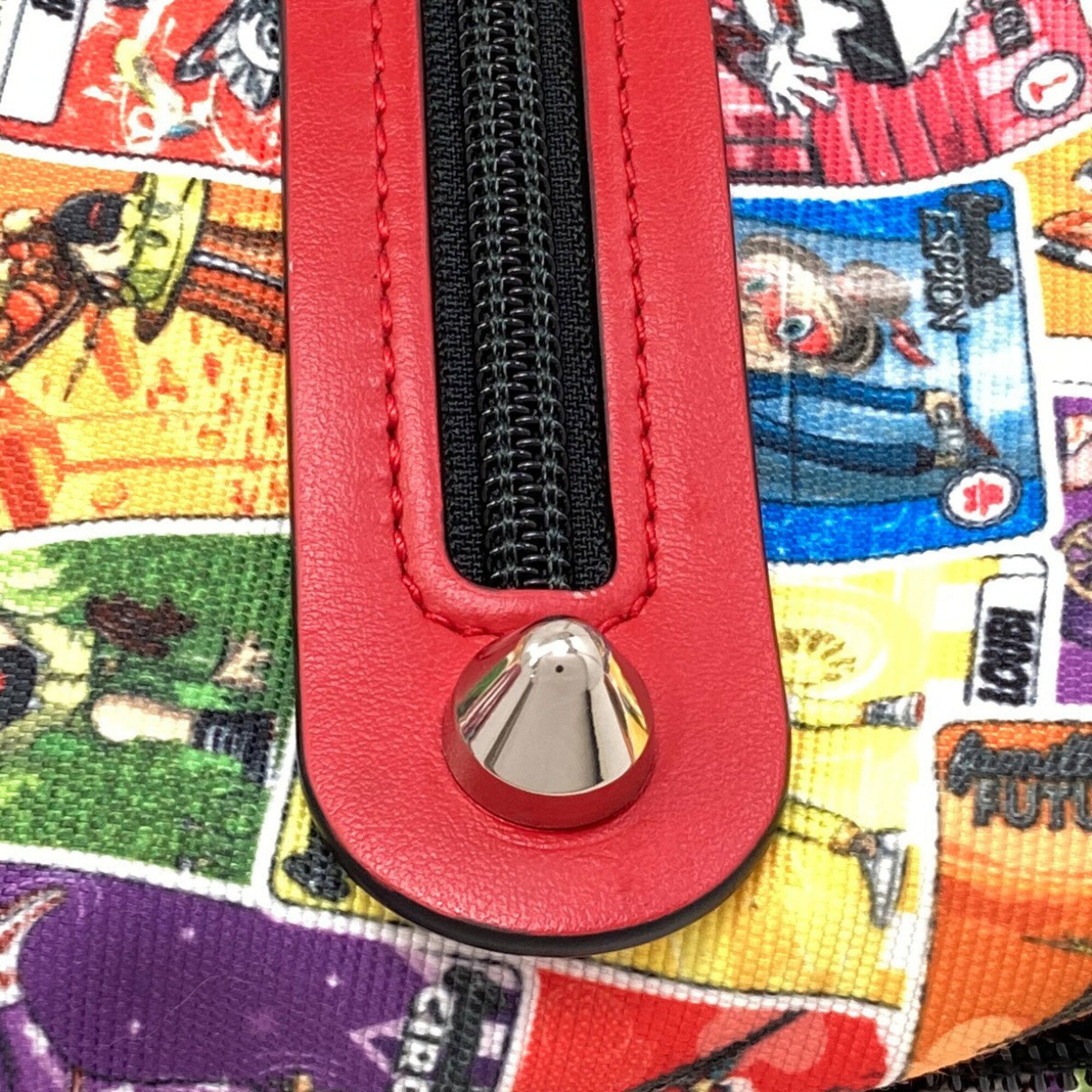 Christian Louboutin Red Color Canvas Leather Backpack (Pre-Owned)