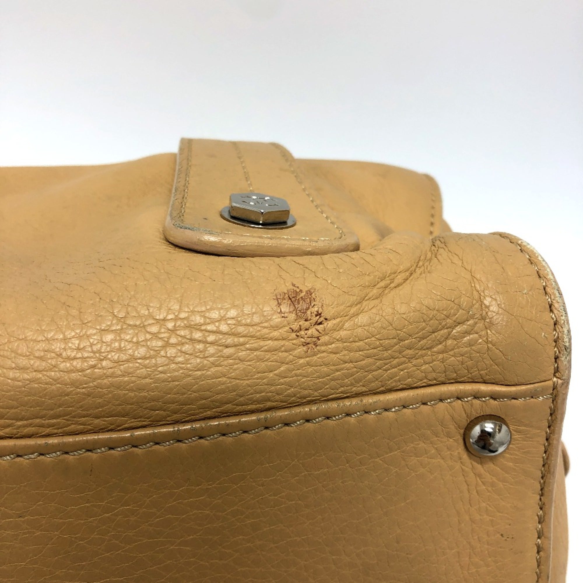Chanel Beige Leather Boston Bag (Pre-Owned)