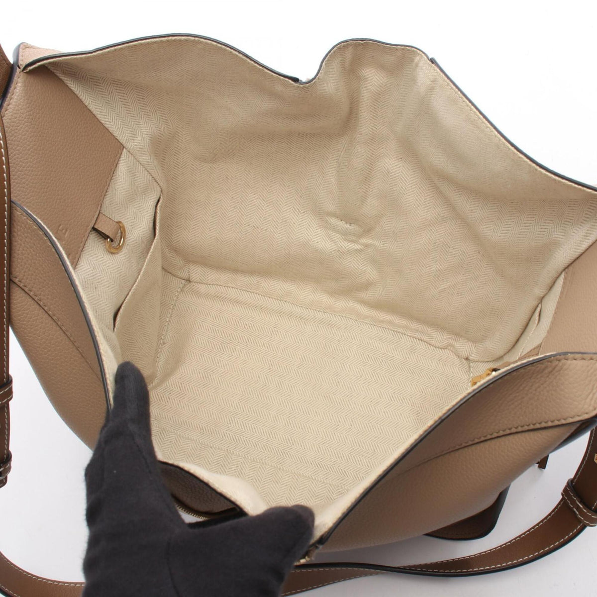 Loewe Beige Gray Leather Handbag (Pre-Owned)