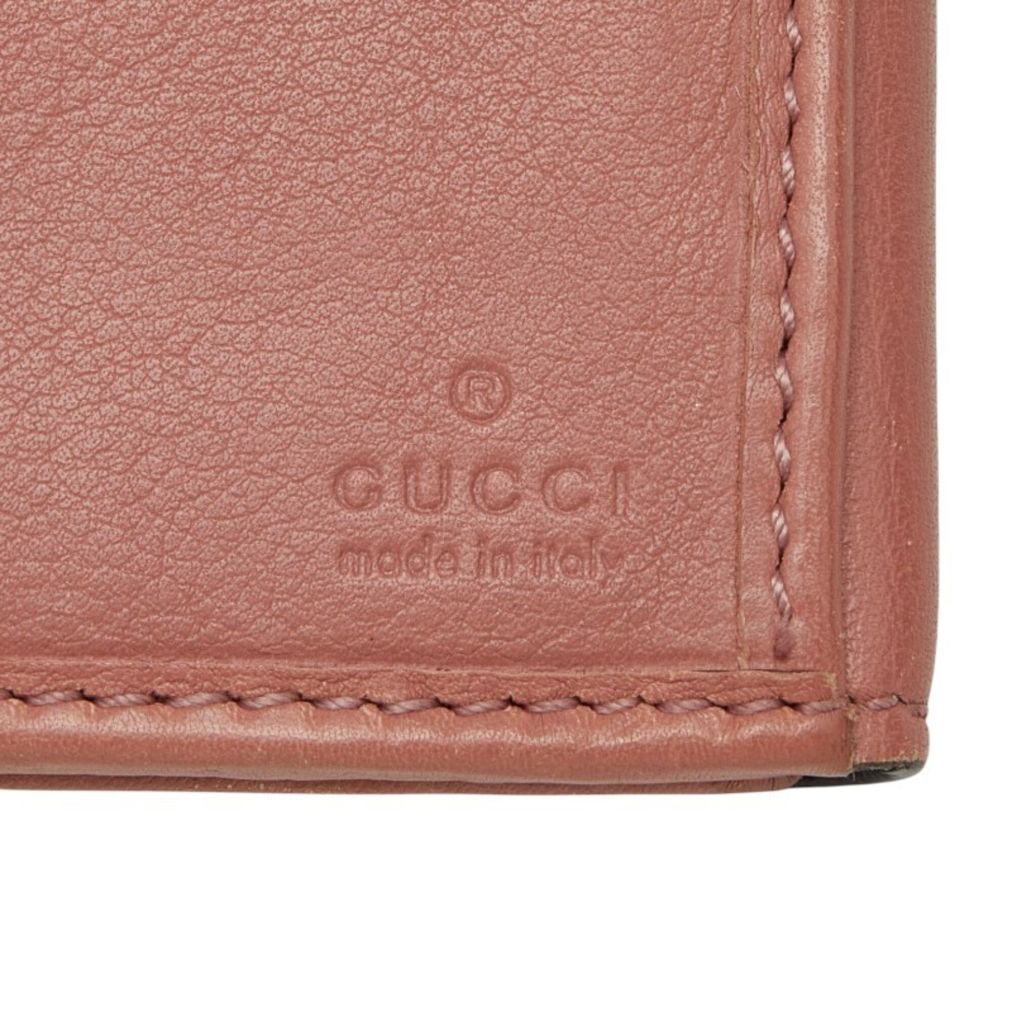 Gucci Beige Pink Gg Canvas Leather Long Wallet (Bi-Fold) (Pre-Owned)