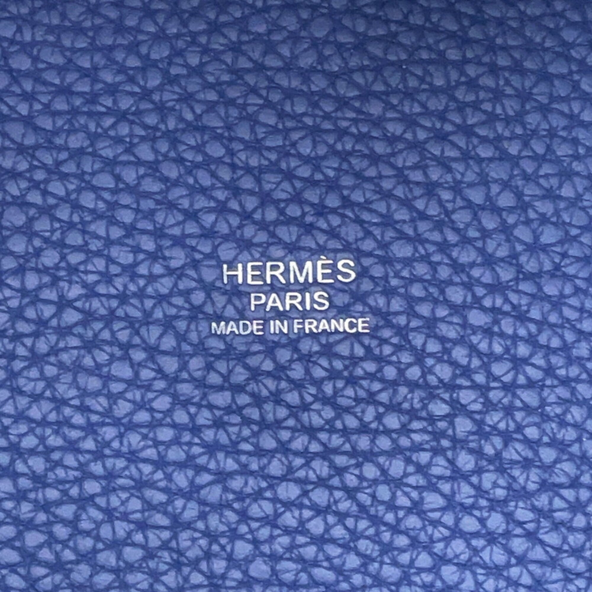 Hermes Bleu Saphir Taurillon Clemence Leather Handbag (Pre-Owned)