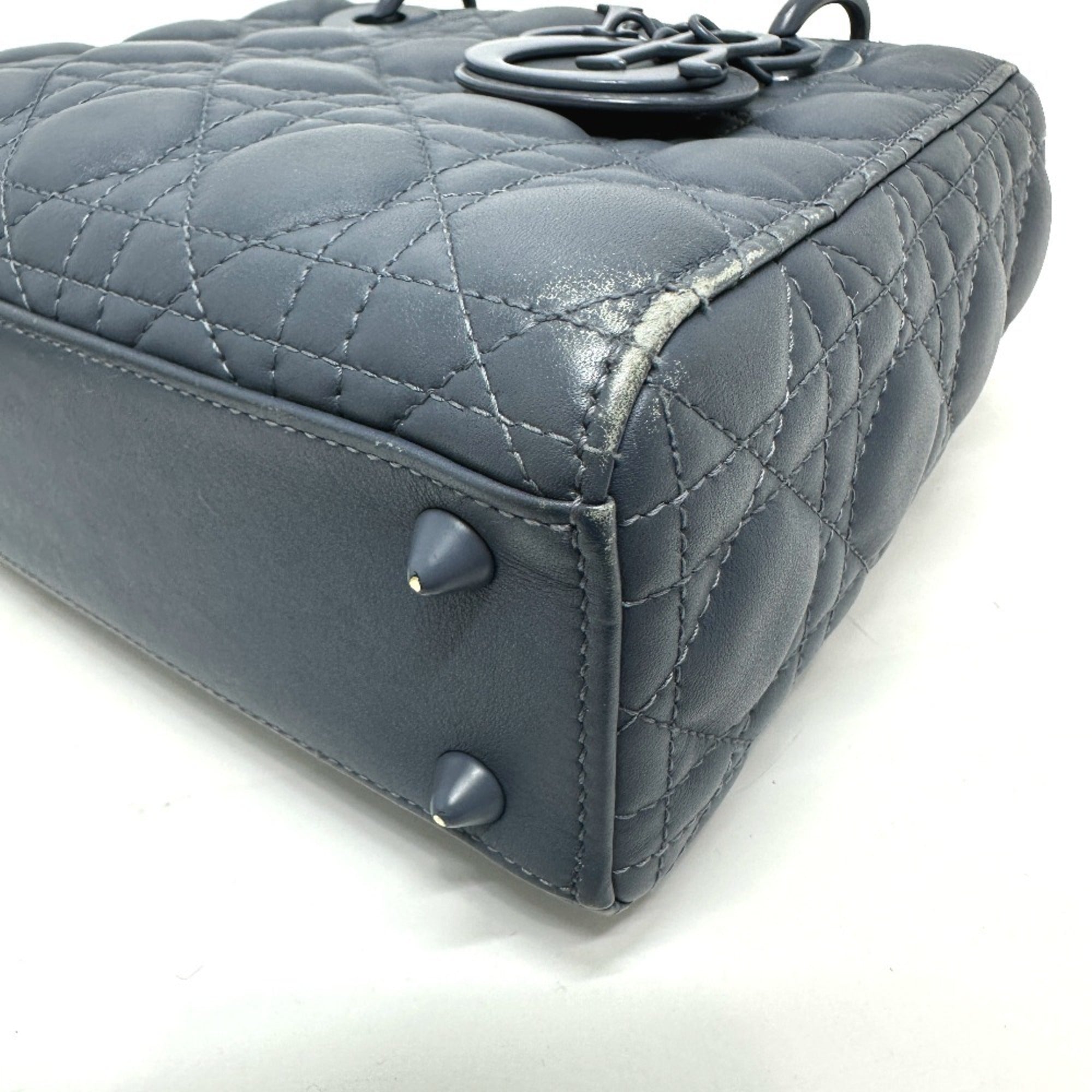 Christian Dior Blue Leather Handbag Shoulder Bag (Pre-Owned)