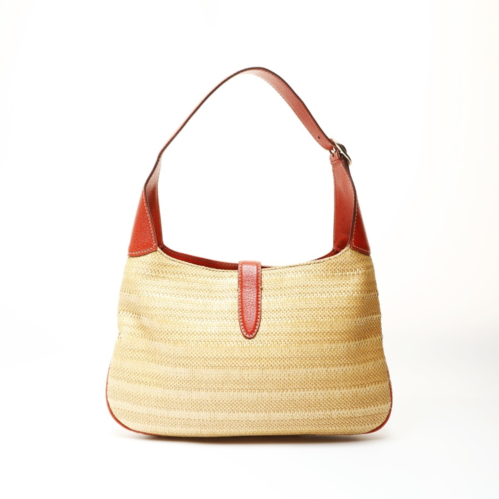 Gucci Jackie Beige Straw Raffia Shoulder Bag (Pre-Owned)