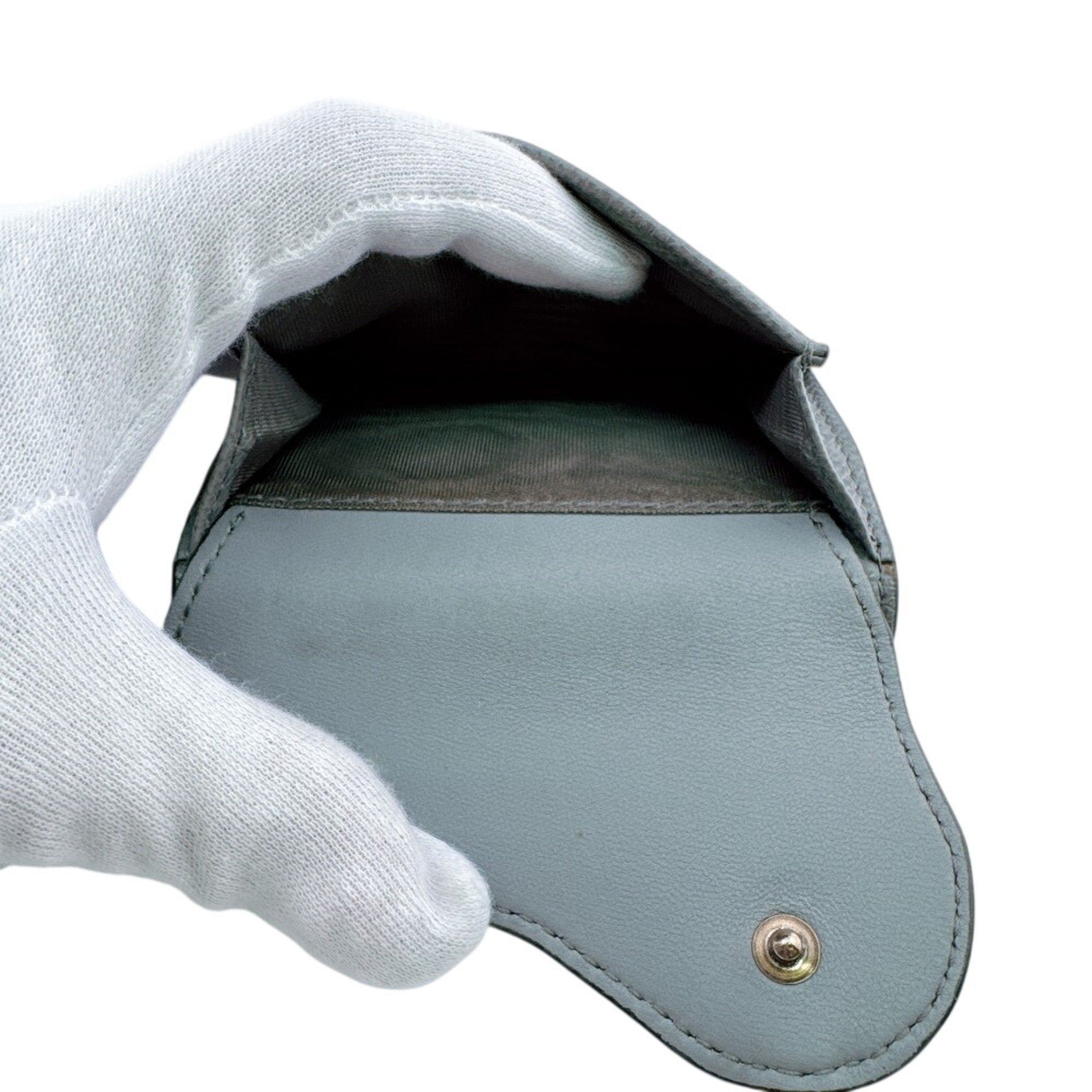 Christian Dior Gray Leather Wallet (Tri-Fold) (Pre-Owned)