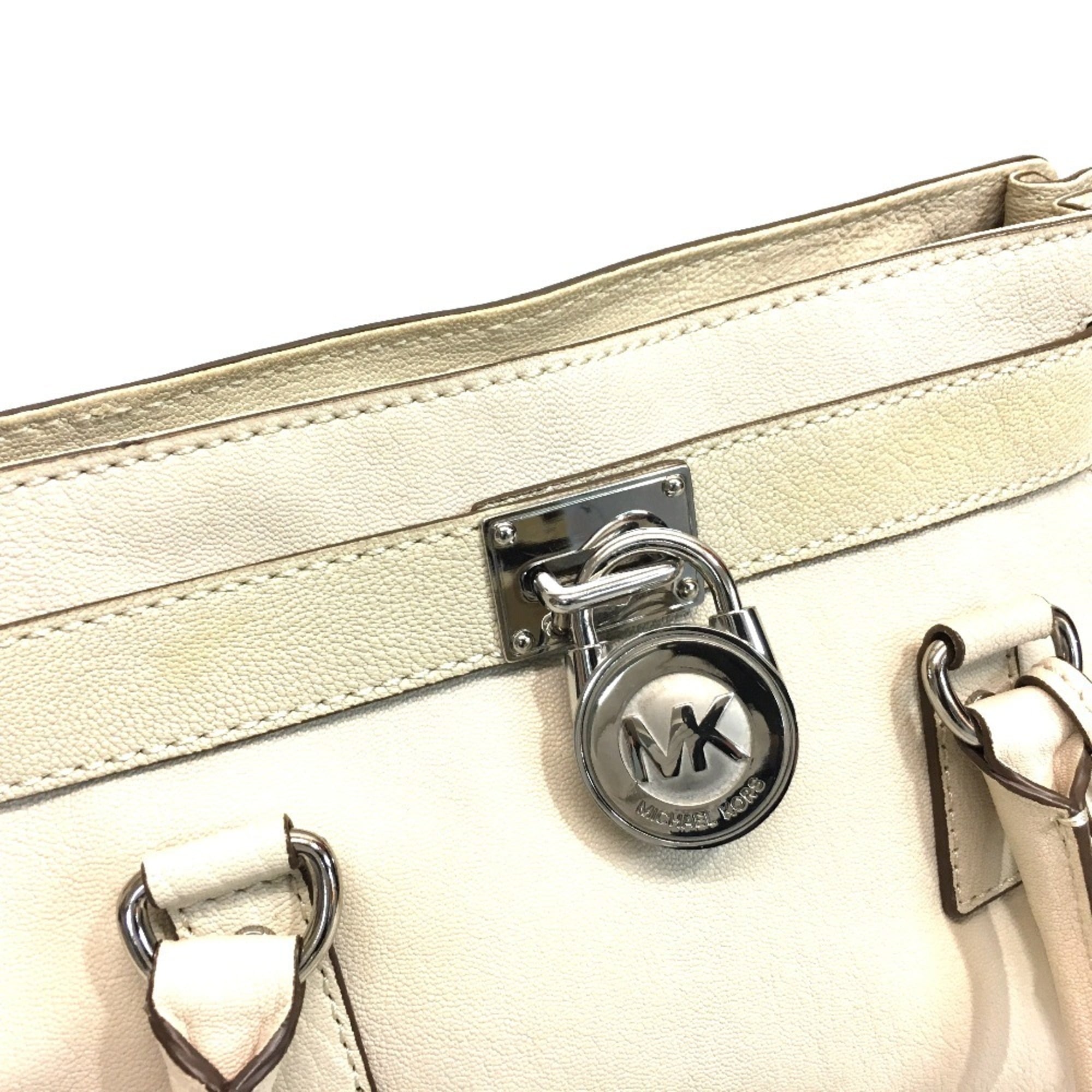 Michael Kors Off-White Leather Handbag Shoulder Bag Tote Bag (Pre-Owned)