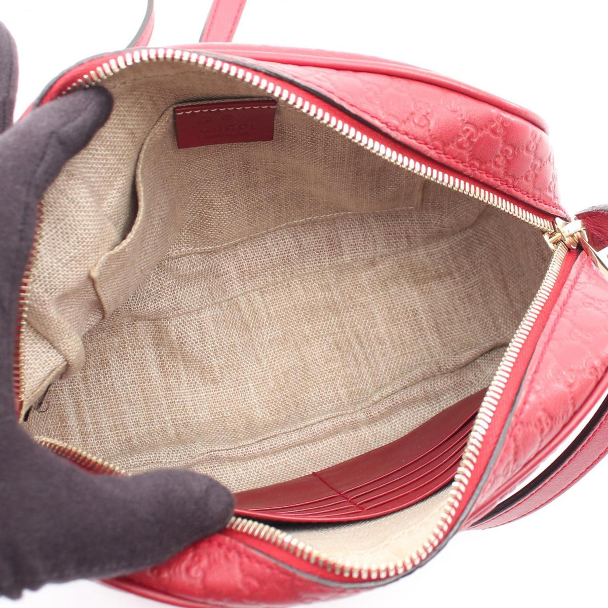 Gucci Red Color Leather Handbag Shoulder Bag (Pre-Owned)