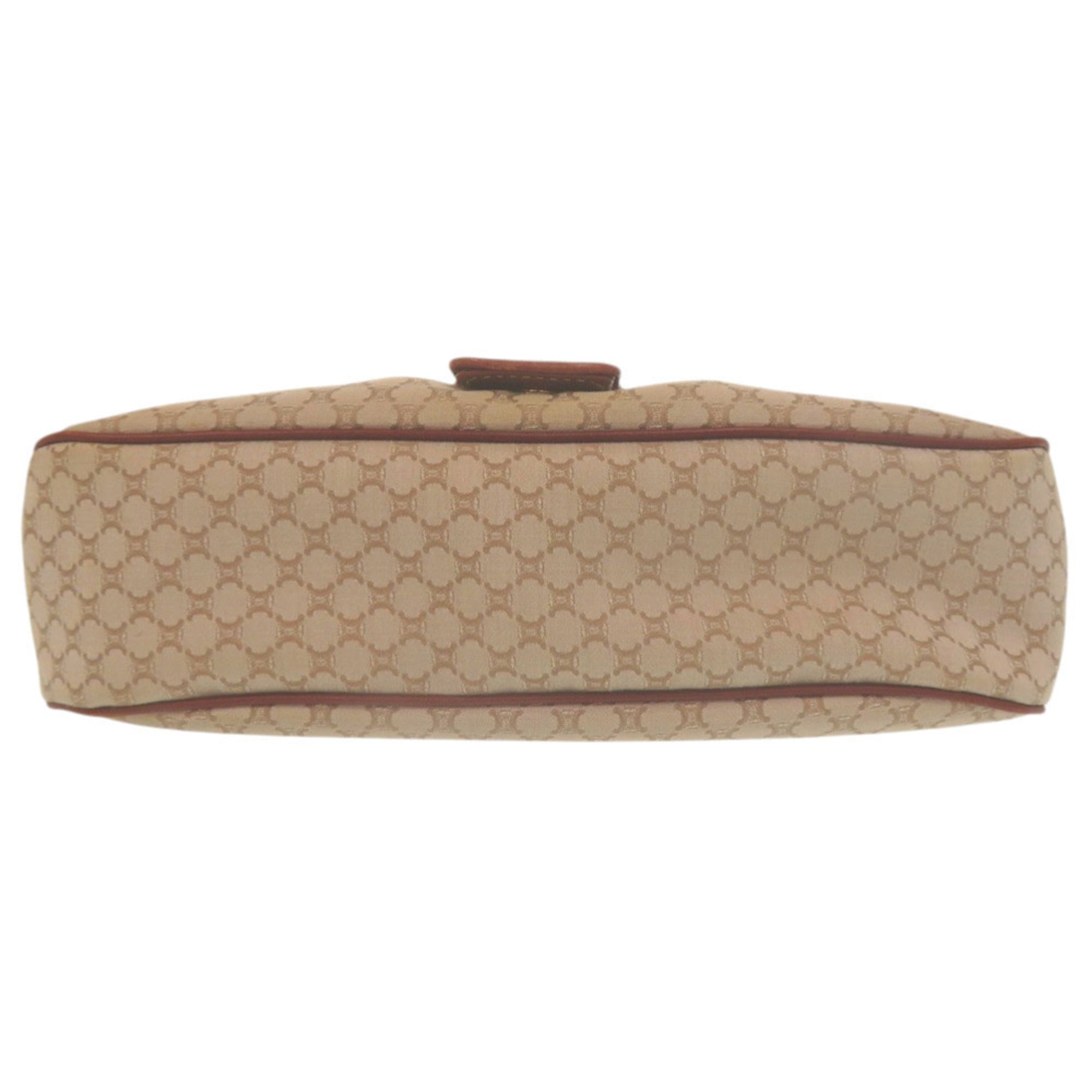 Celine Beige Brown Canvas Leather Shoulder Bag (Pre-Owned)