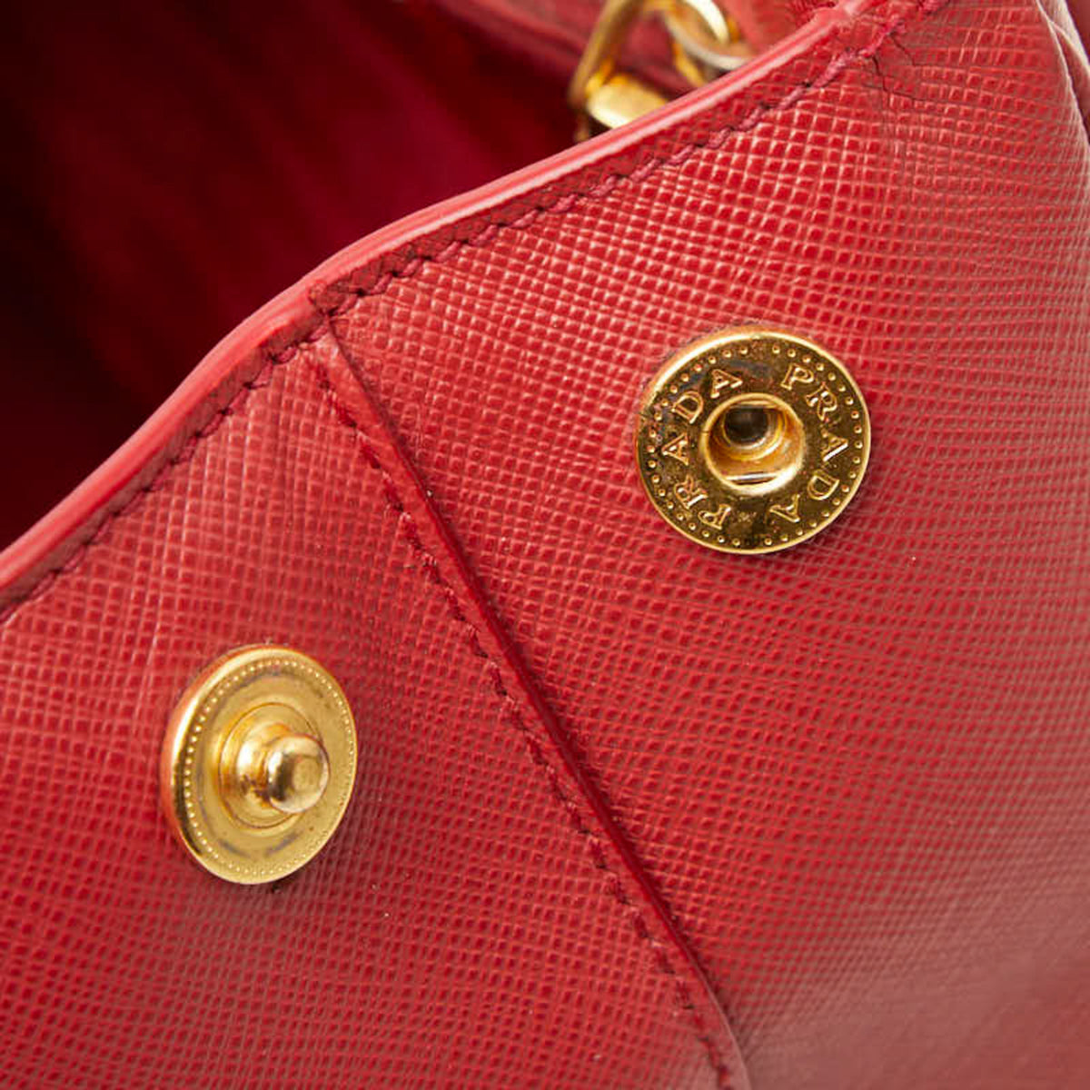 Prada Saffiano Red Color Leather Handbag Shoulder Bag (Pre-Owned)