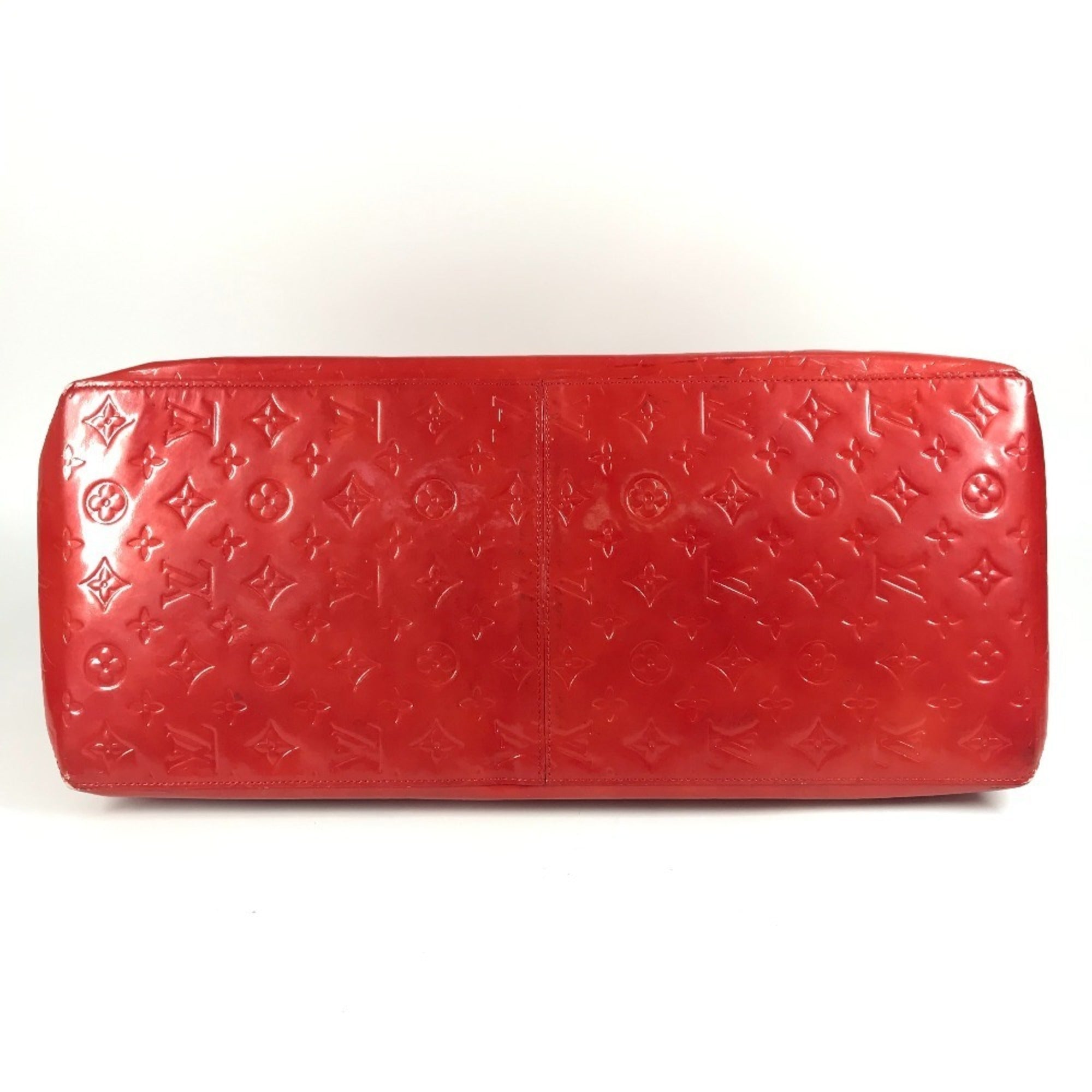 Louis Vuitton Red Color Rouge Monogram Vernis Canvas Boston Bag Shoulder Bag Tote Bag (Pre-Owned)