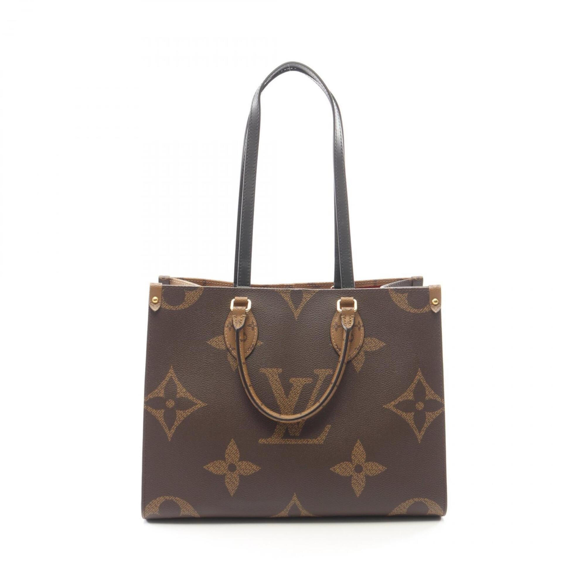 Louis Vuitton Beige Brown Coated Canvas Leather Handbag Tote Bag (Pre-Owned)