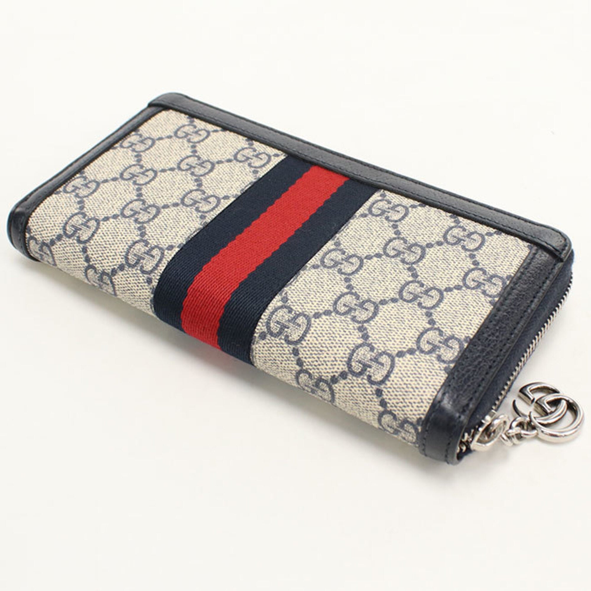 Gucci Navy Gg Supreme Leather Long Wallet (Bi-Fold) (Pre-Owned)