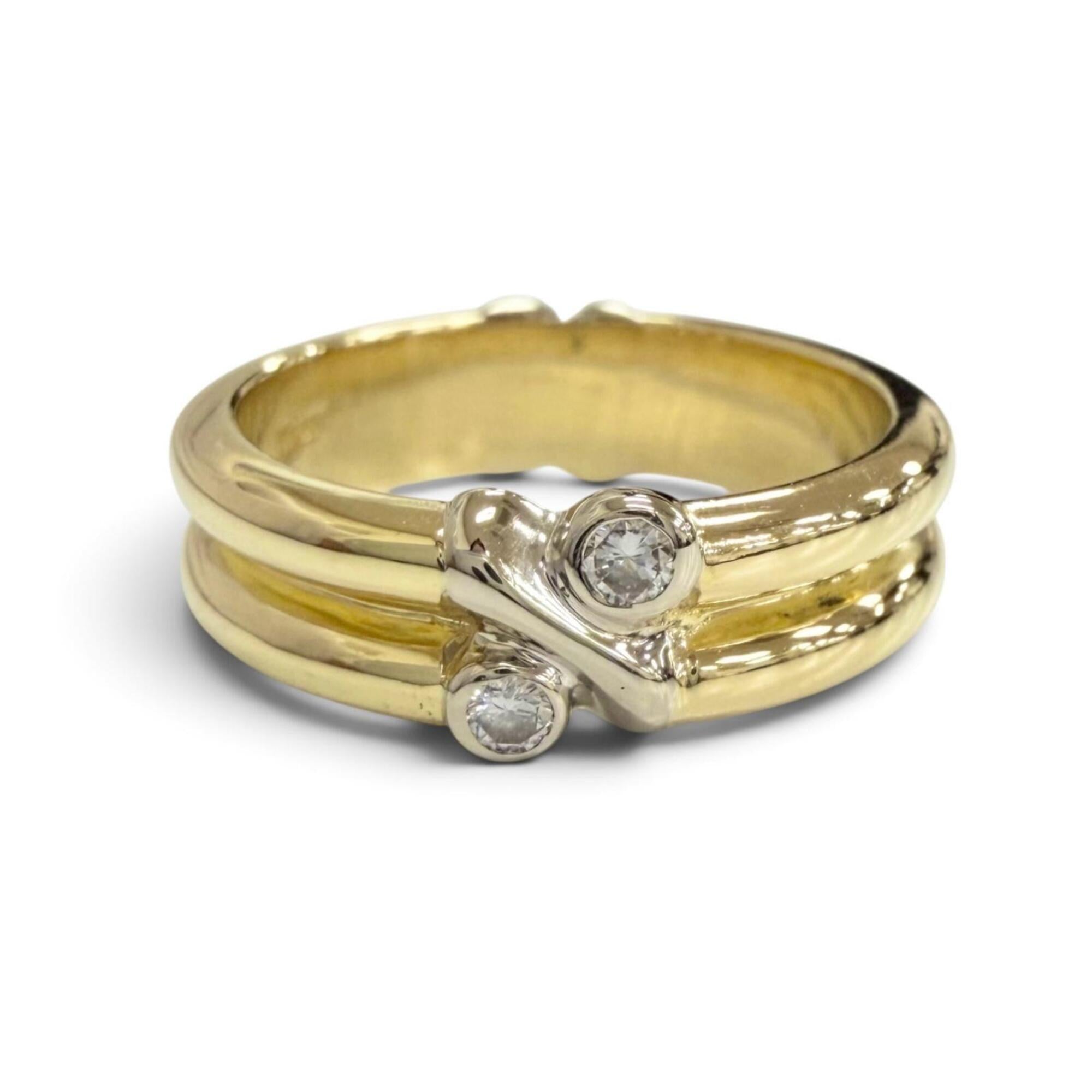 Tiffany White Gold Yellow Gold Yellow Gold (18K) White Gold (18K) Band Ring (Pre-Owned)
