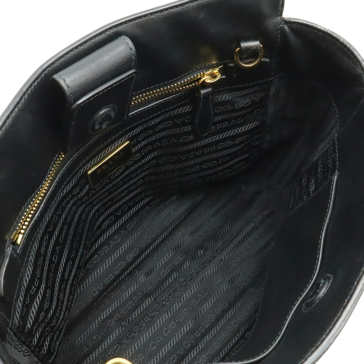 Prada Saffiano Black Nero Leather Handbag Shoulder Bag (Pre-Owned)