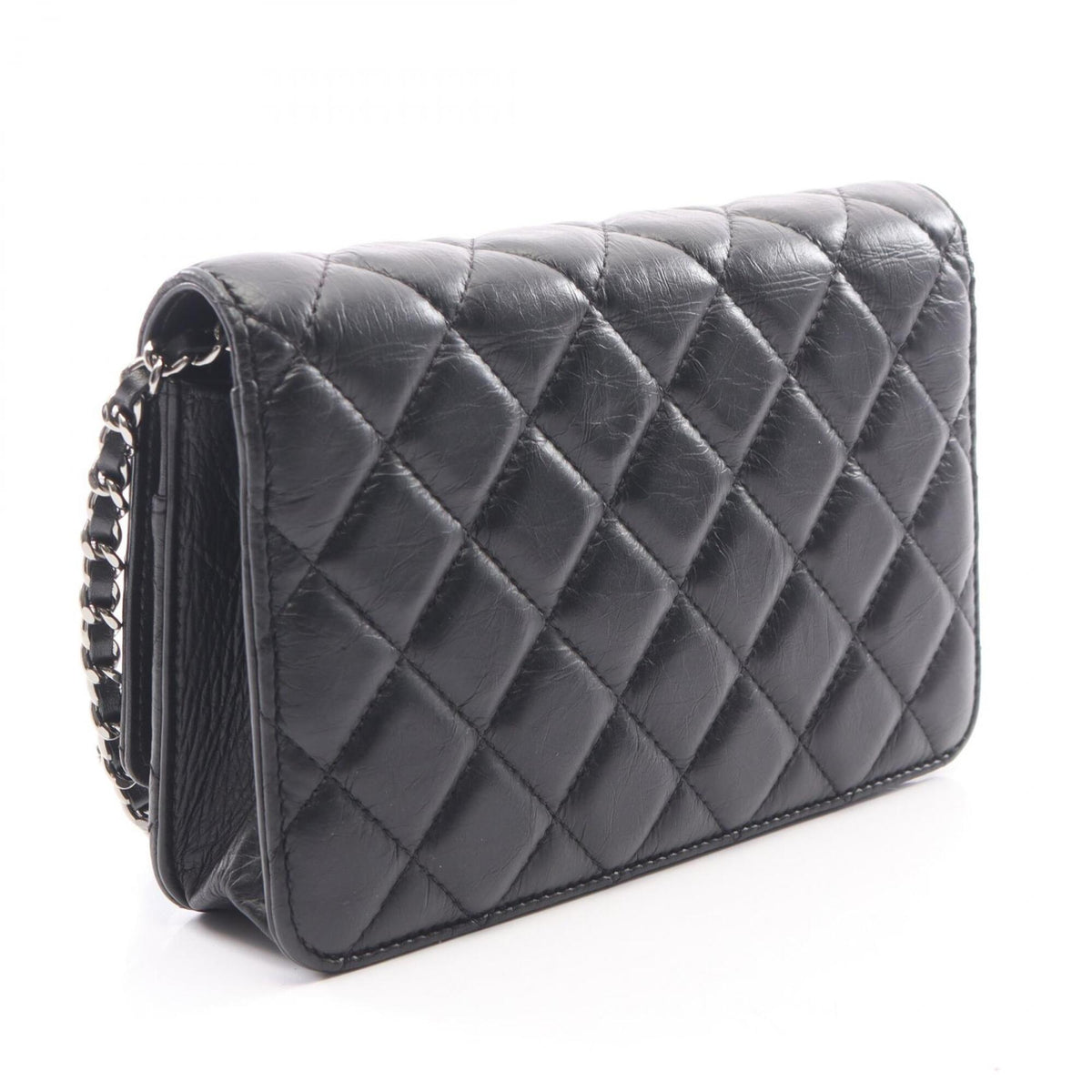 Chanel Black Leather Handbag Shoulder Bag (Pre-Owned)