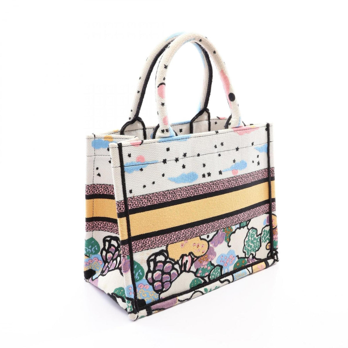 Christian Dior Multi-Color White Canvas Handbag Tote Bag (Pre-Owned)