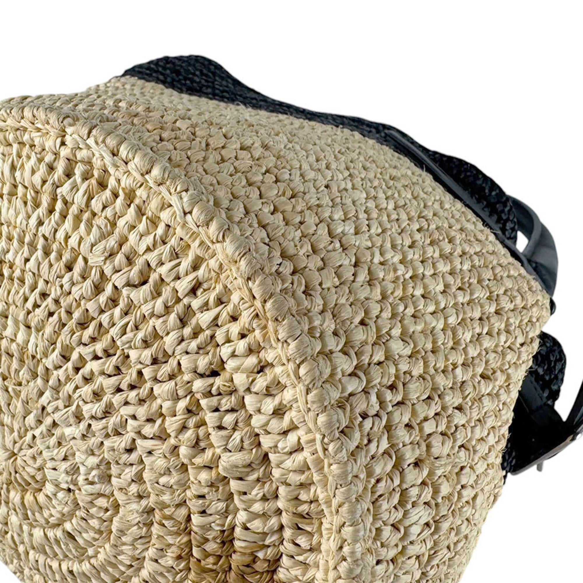 Celine Black Raffia Leather Handbag Shoulder Bag (Pre-Owned)