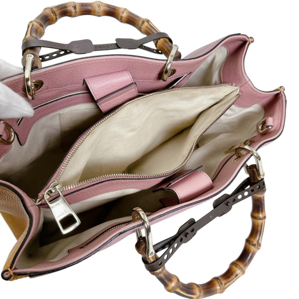 Gucci Bamboo Pink Leather Handbag (Pre-Owned)