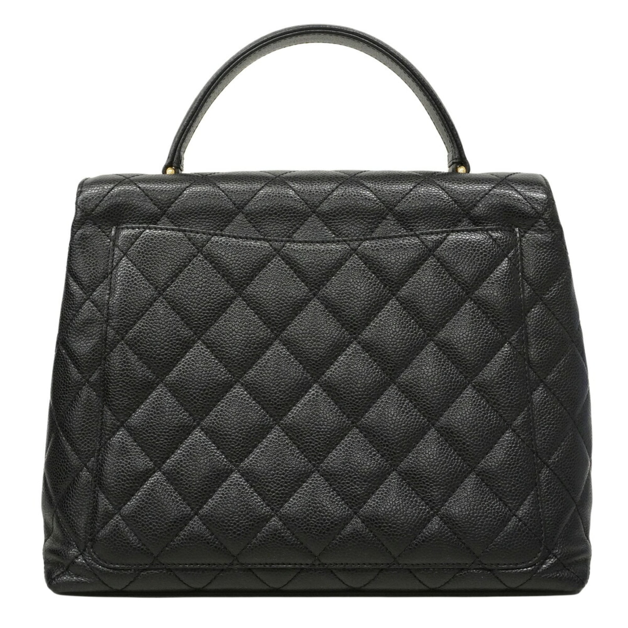 Chanel Black Grained Calfskin Handbag (Pre-Owned)