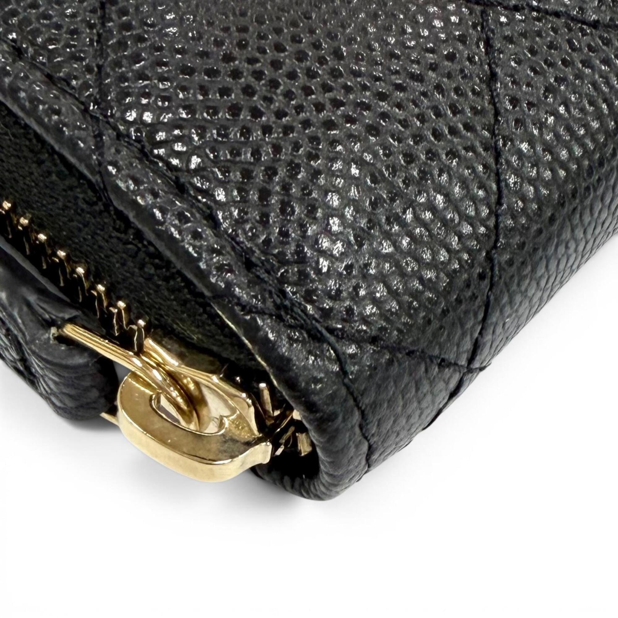 Chanel Black Grained Calfskin Wallet (Bi-Fold) (Pre-Owned)