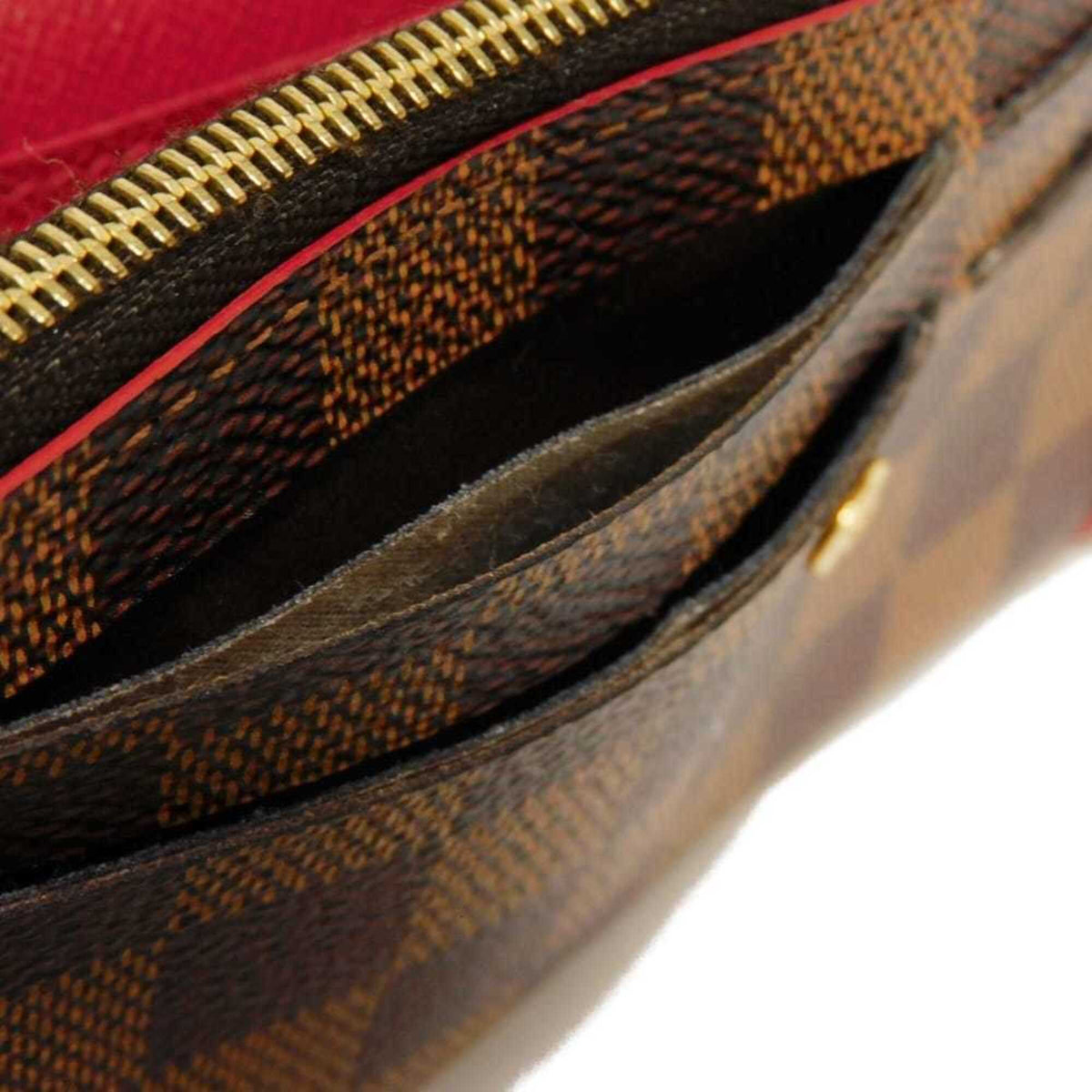 Louis Vuitton Brown Cerise Damier Canvas Ebene Red Color Damier Canvas Long Wallet (Bi-Fold) (Pre-Owned)