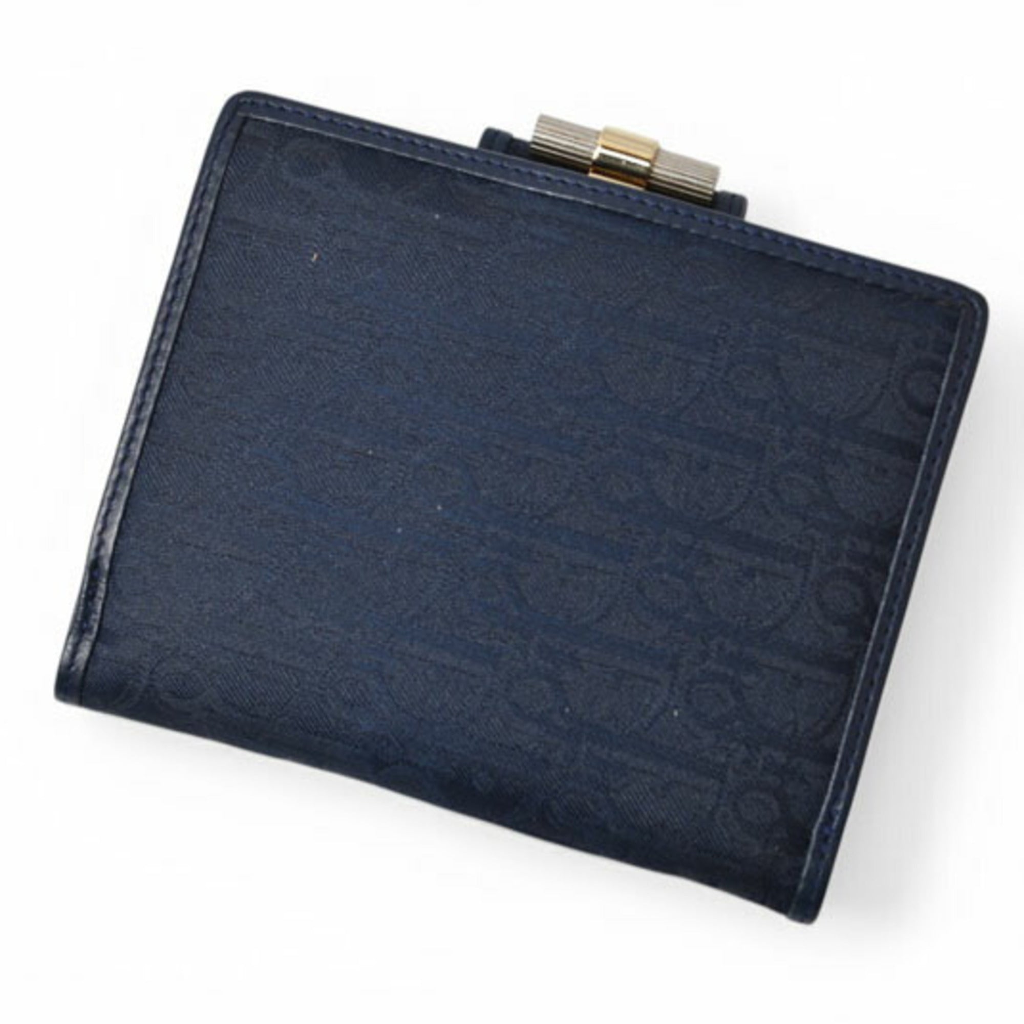 Christian Dior Navy Leather Canvas Wallet (Bi-Fold) (Pre-Owned)
