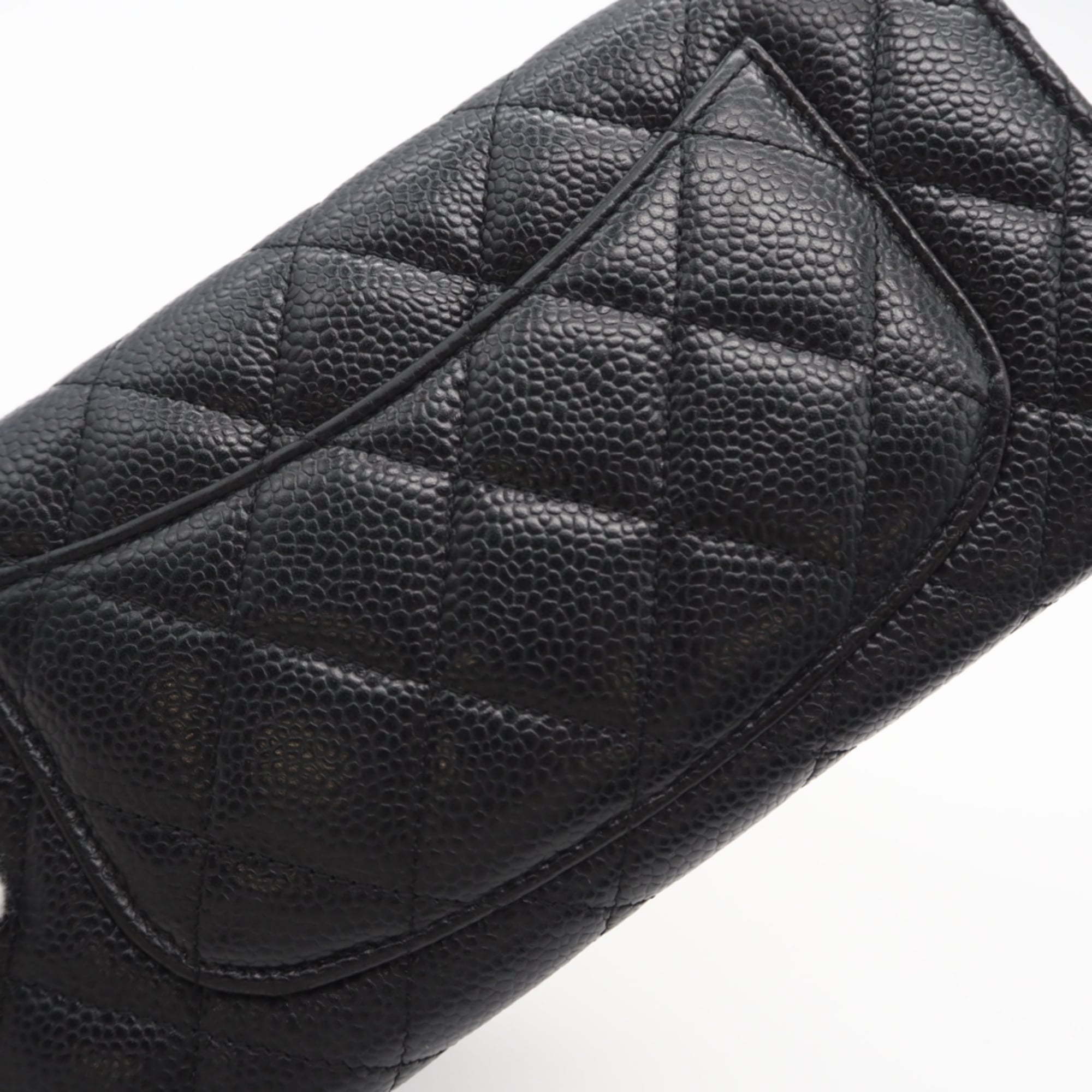 Chanel Black Grained Calfskin Long Wallet (Bi-Fold) (Pre-Owned)