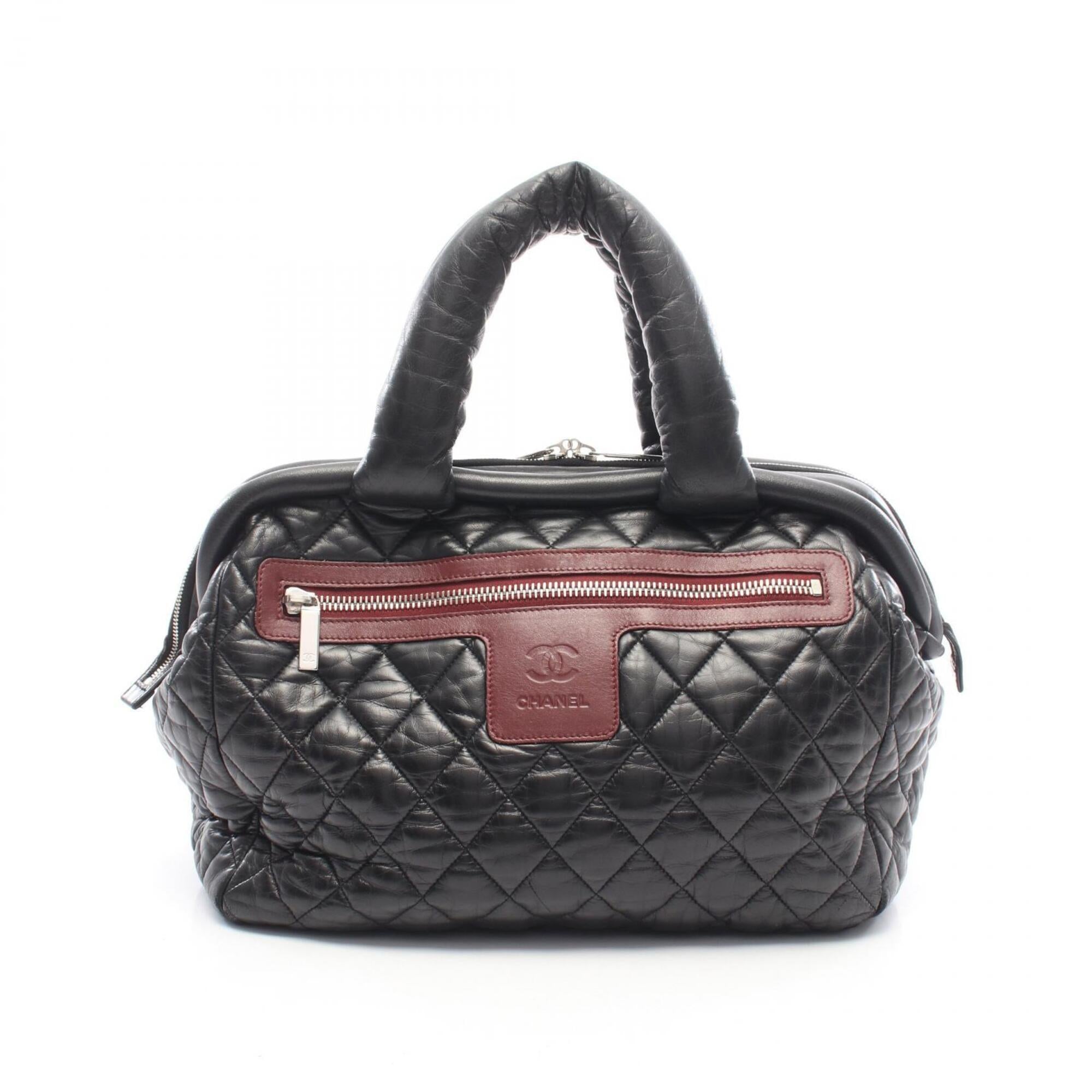 Chanel Black Bordeaux Leather Handbag Tote Bag (Pre-Owned)