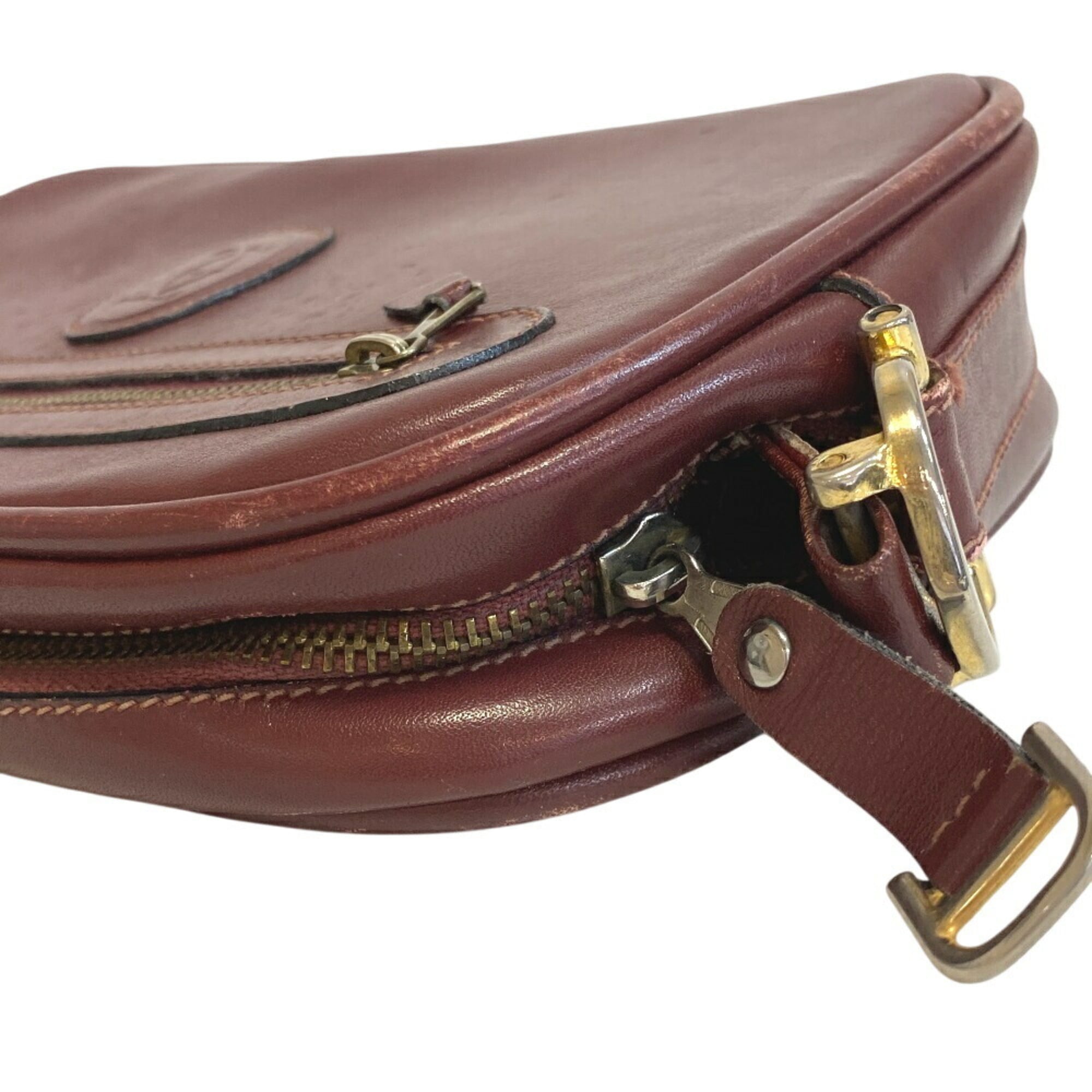 Cartier Bordeaux Red Color Leather Shoulder Bag (Pre-Owned)