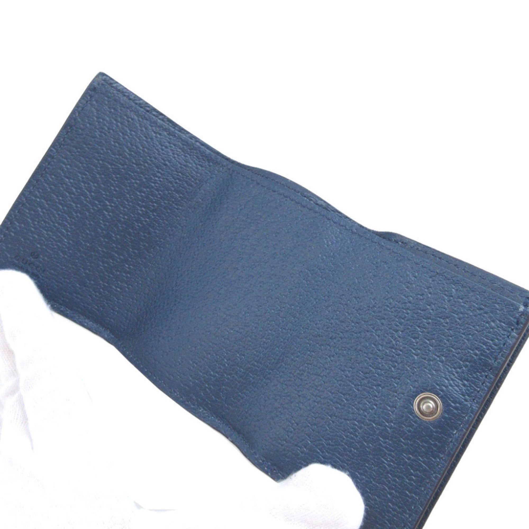 Gucci Beige Blue Gg Supreme Leather Wallet (Tri-Fold) (Pre-Owned)