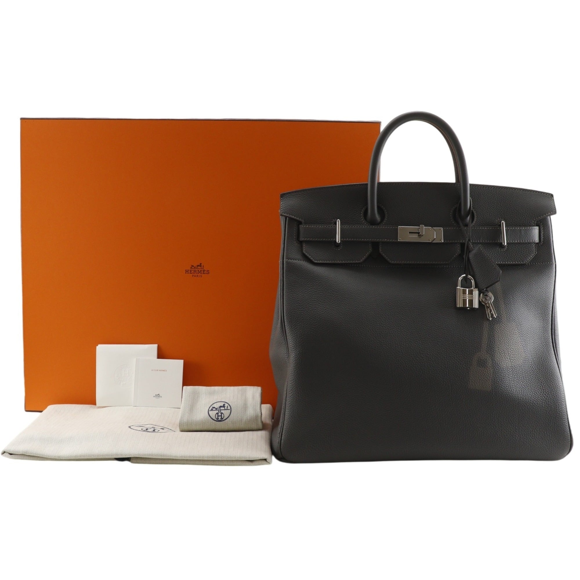 Hermes Haute A Courroies Vert Fonce Togo Leather Handbag (Pre-Owned)
