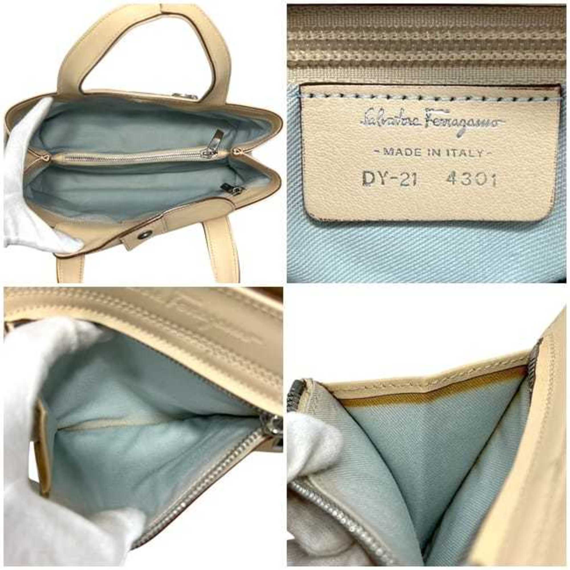Salvatore Ferragamo Beige Leather Handbag Tote Bag (Pre-Owned)