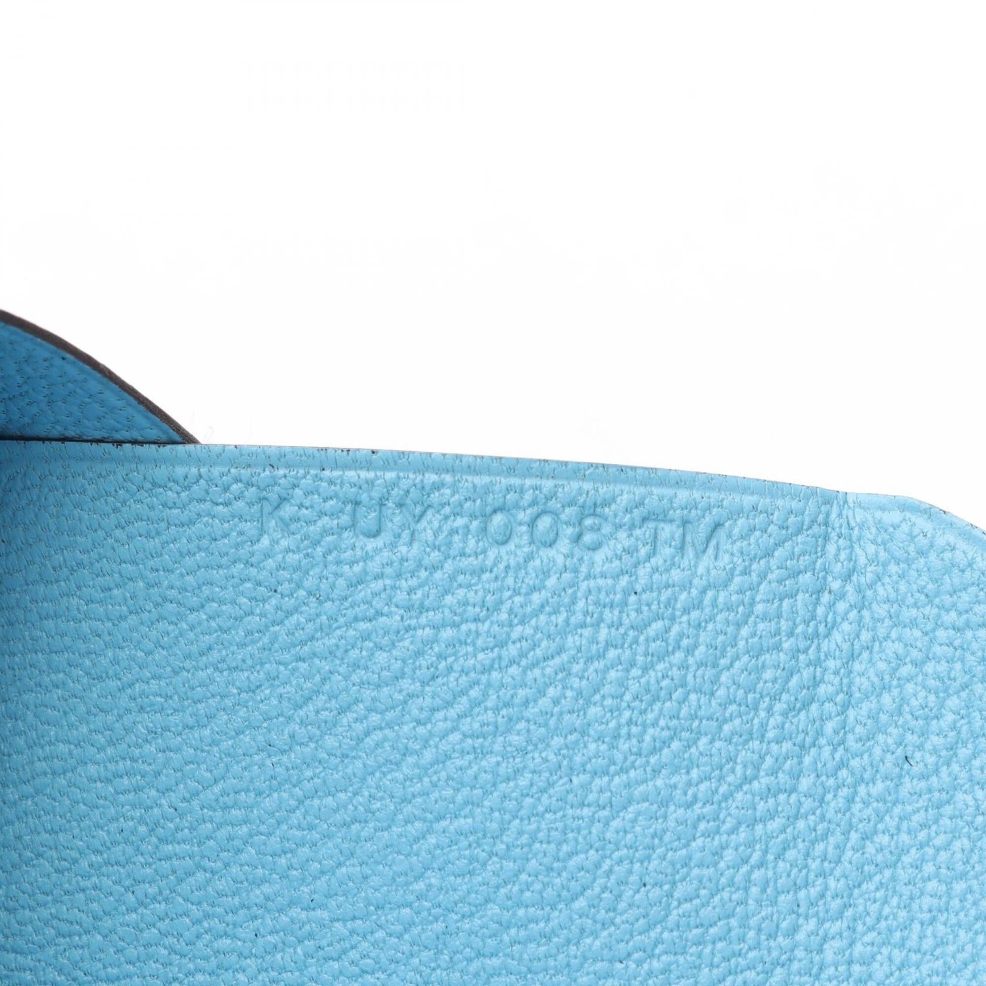 Hermes Blue Chevre Leather Coin Purse/Coin Case (Pre-Owned)