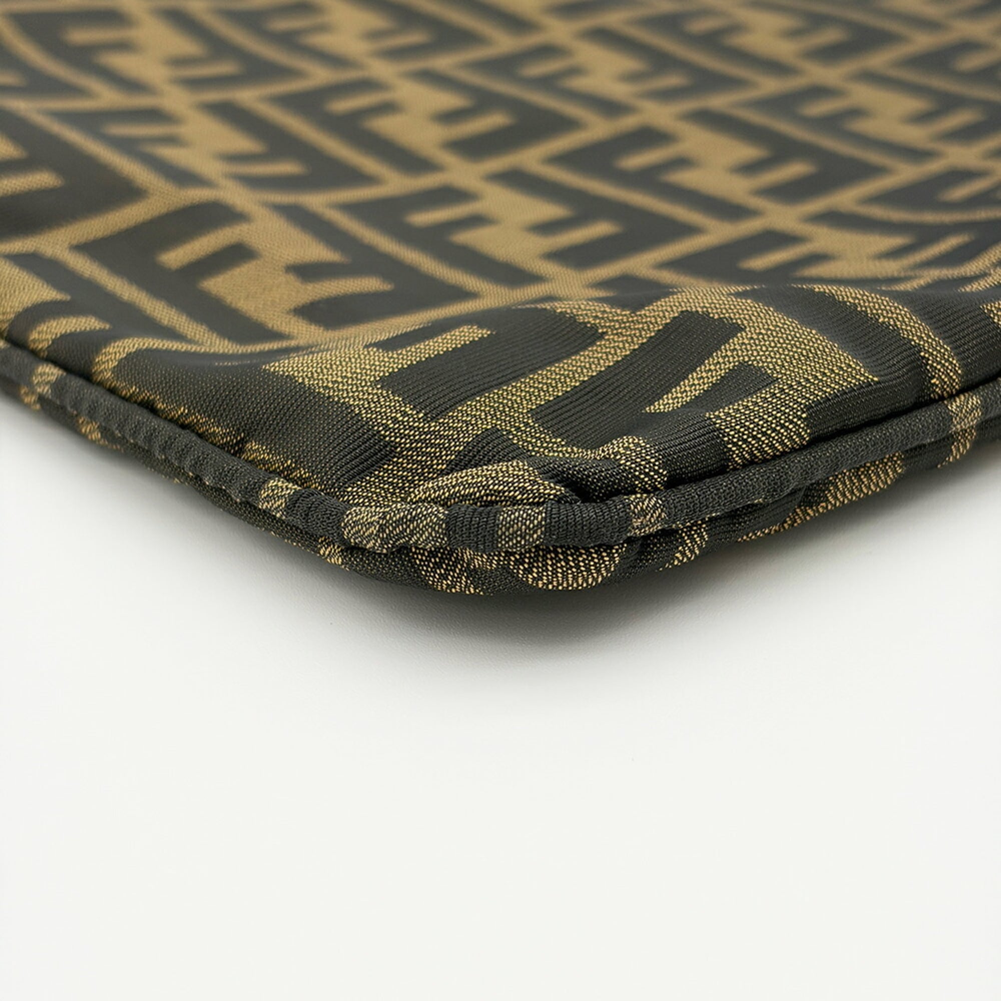 Fendi Dark Brown Canvas Leather Shoulder Bag (Pre-Owned)