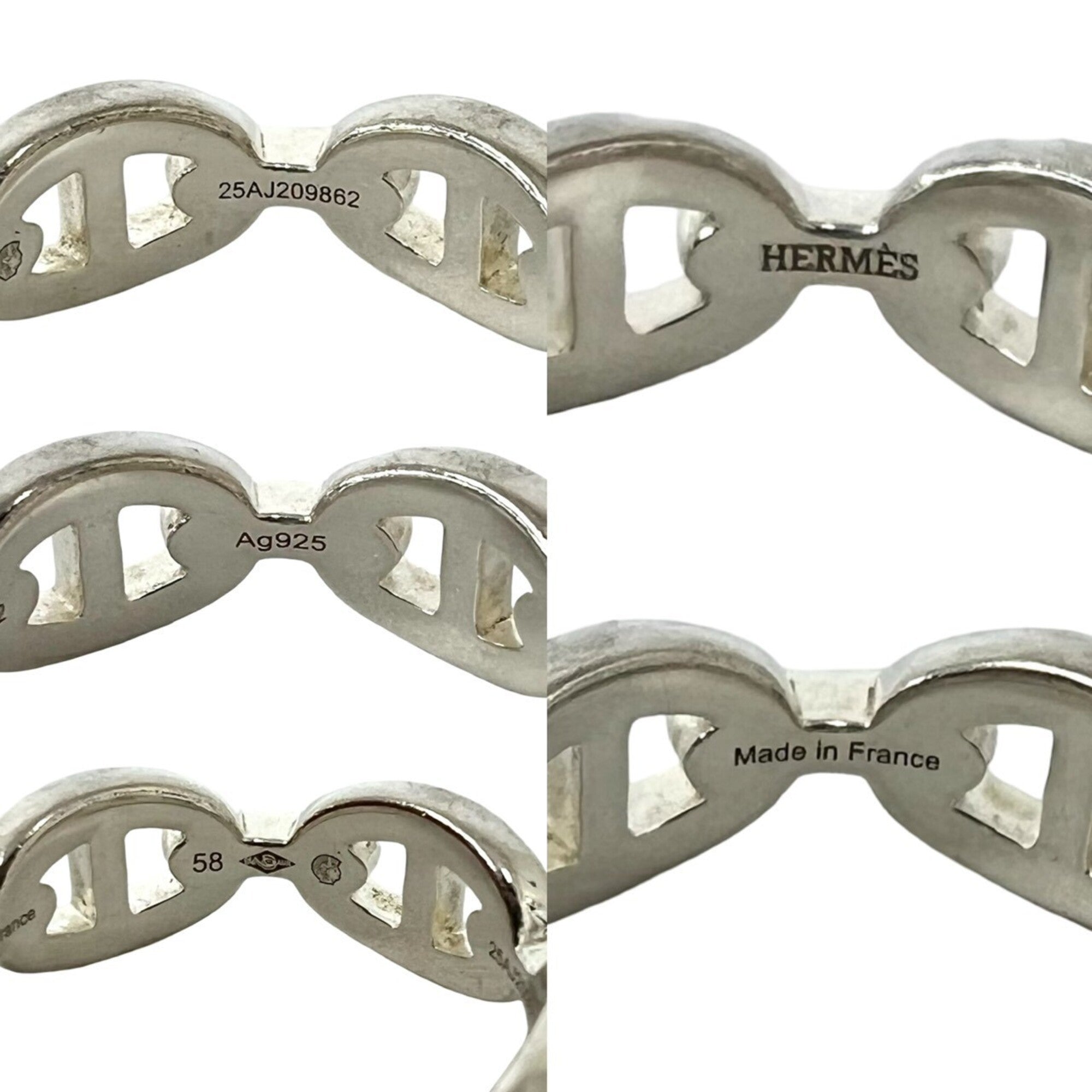 Hermes Silver Silver 925 Band Ring (Pre-Owned)